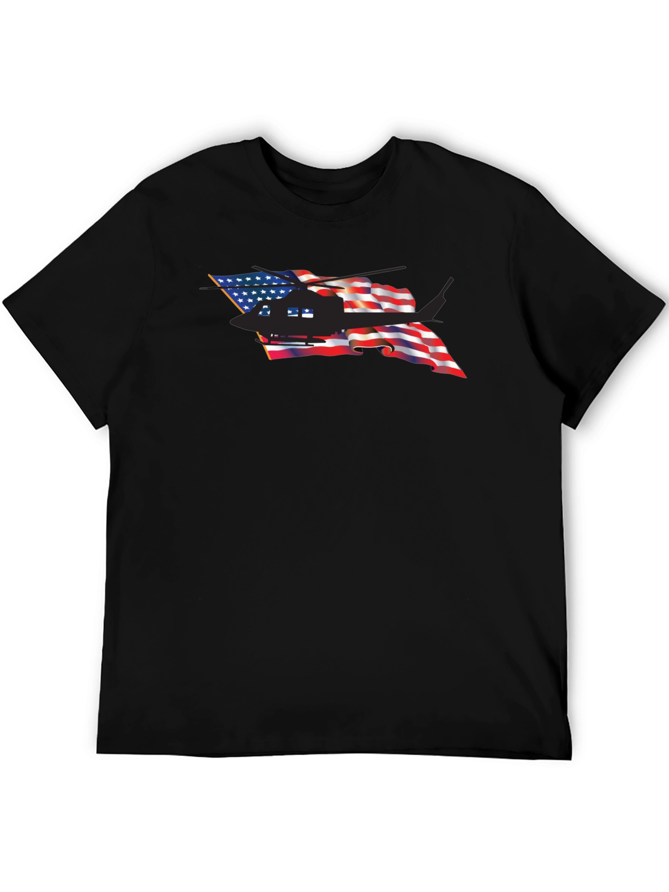 American Flag Helicopter Graphic Tee - Patriotic T-Shirt