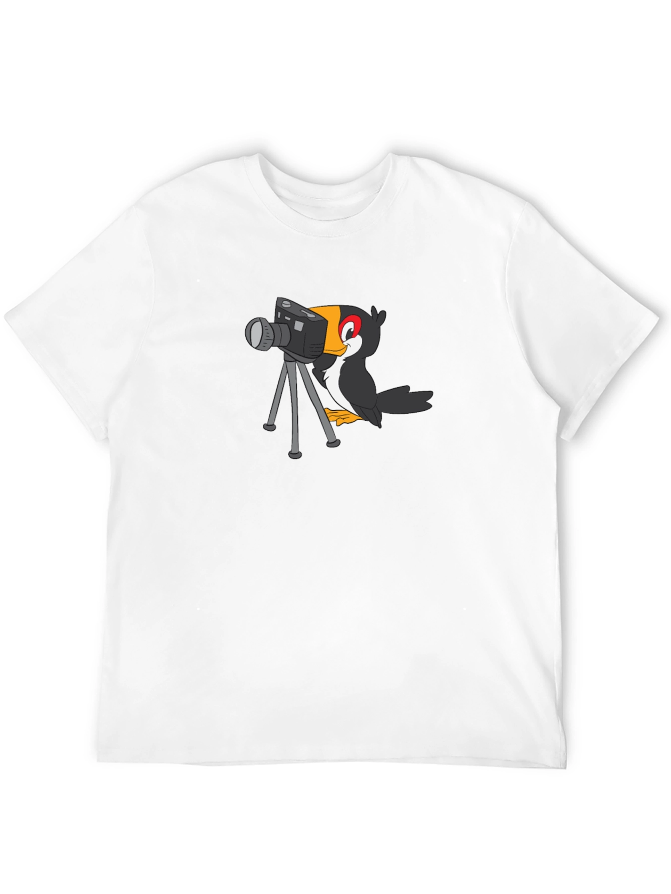 Cartoon Bird Photographer Black T-Shirt