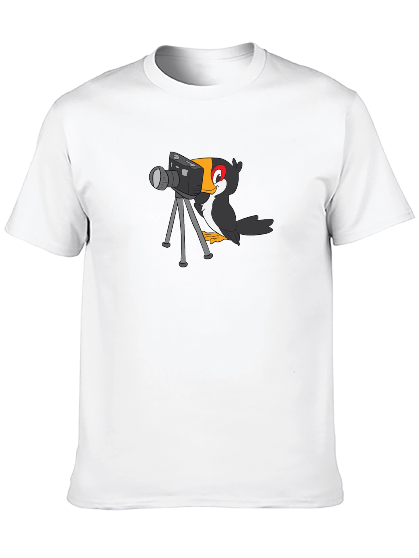 Cartoon Bird Photographer Black T-Shirt