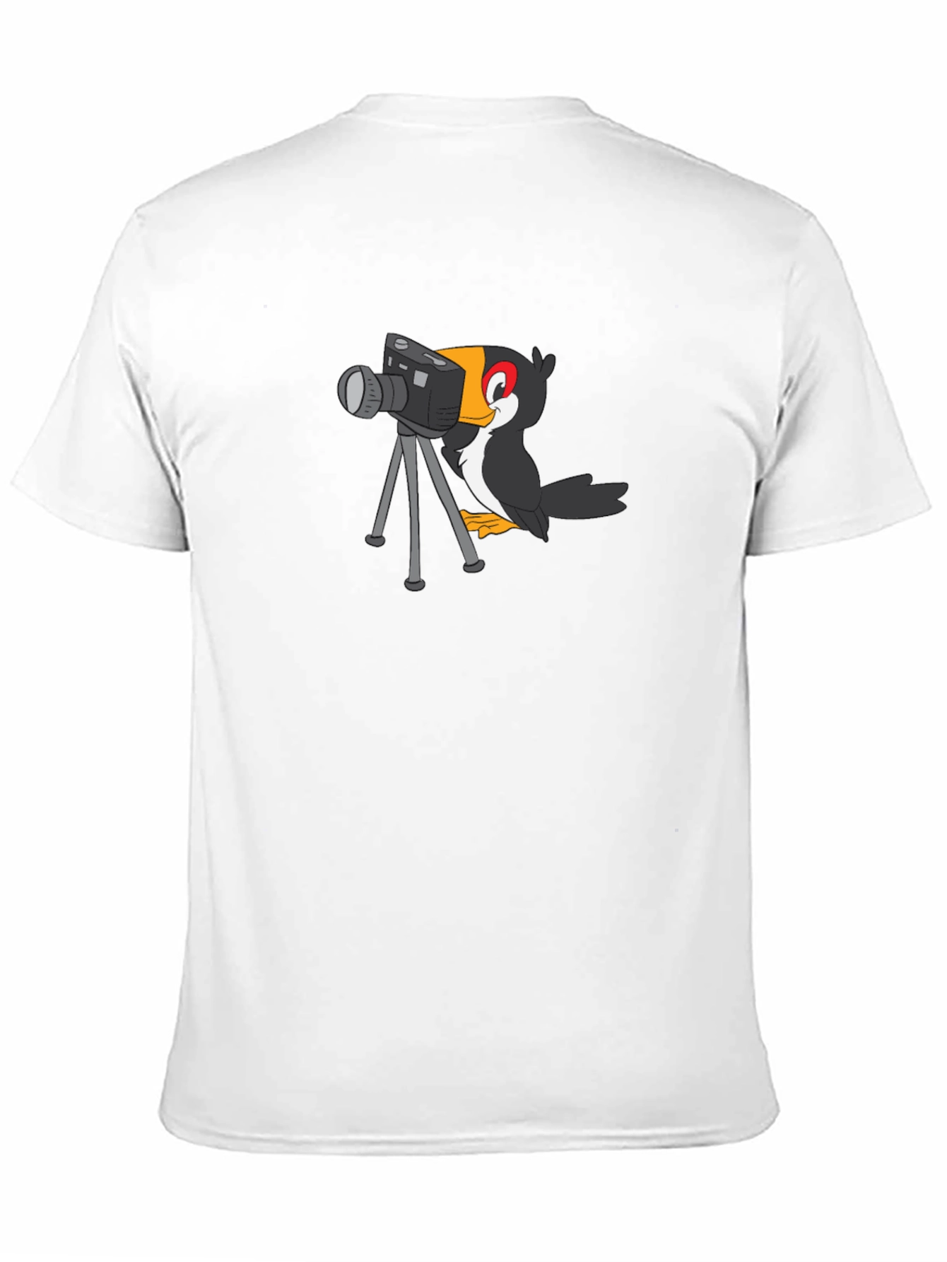 Cartoon Bird Photographer Black T-Shirt