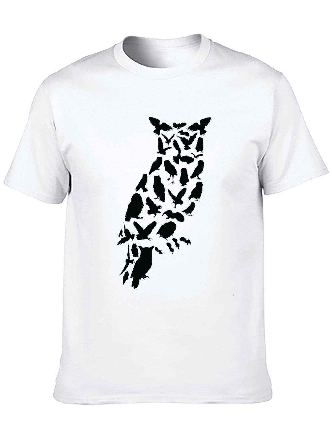 Mens Owl Silhouette Graphic Black T-Shirt