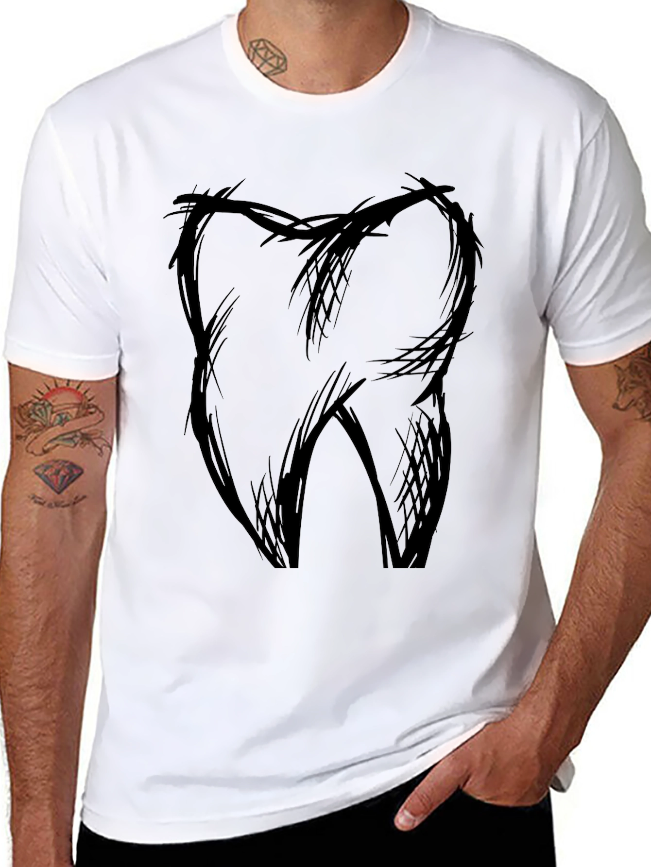 Sketch Tooth Graphic Tee - Dental Humor Shirt