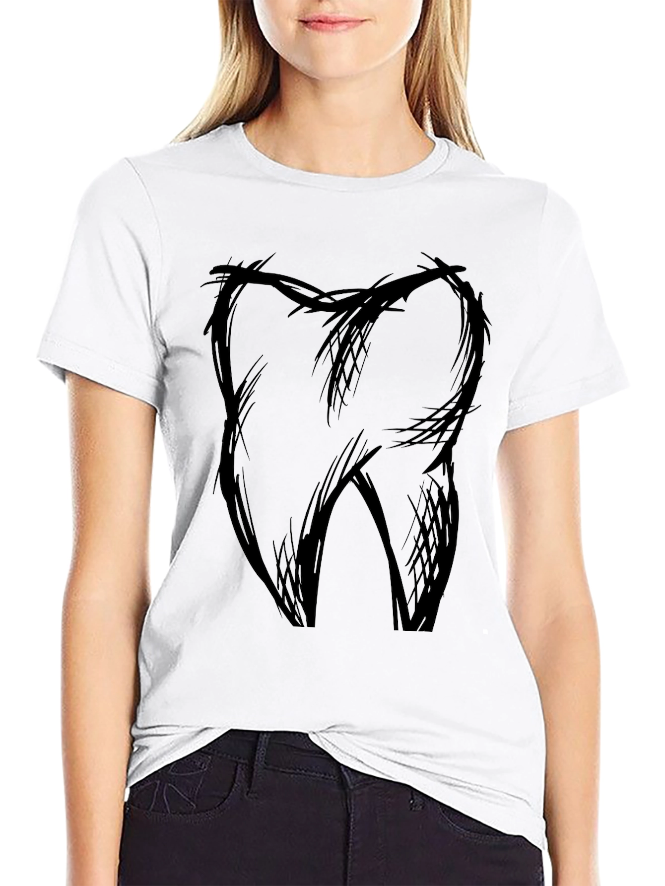 Sketch Tooth Graphic Tee - Dental Humor Shirt