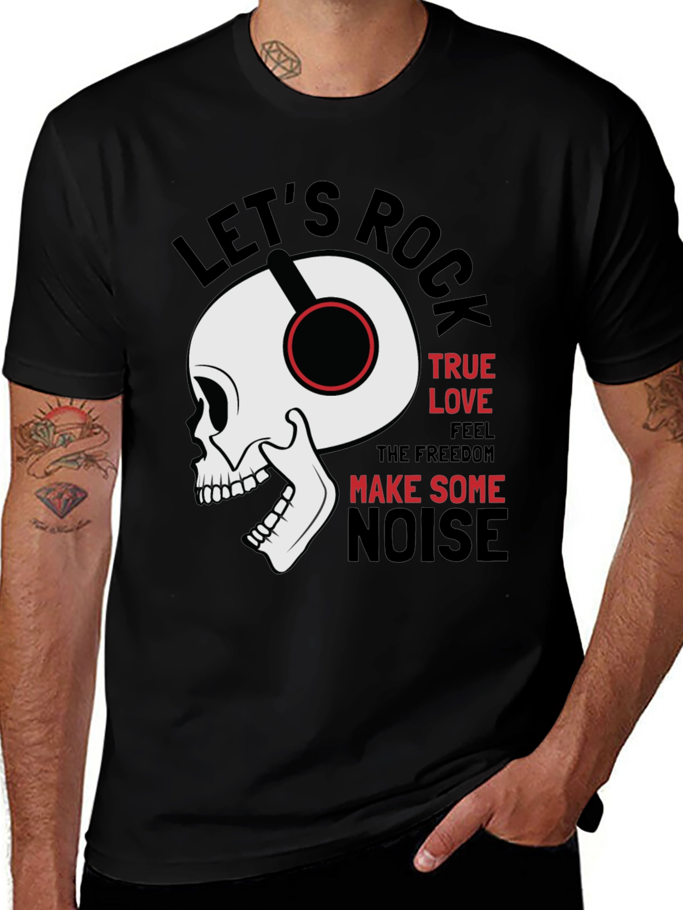 Rock Music Graphic Tee - Skull with Headphones
