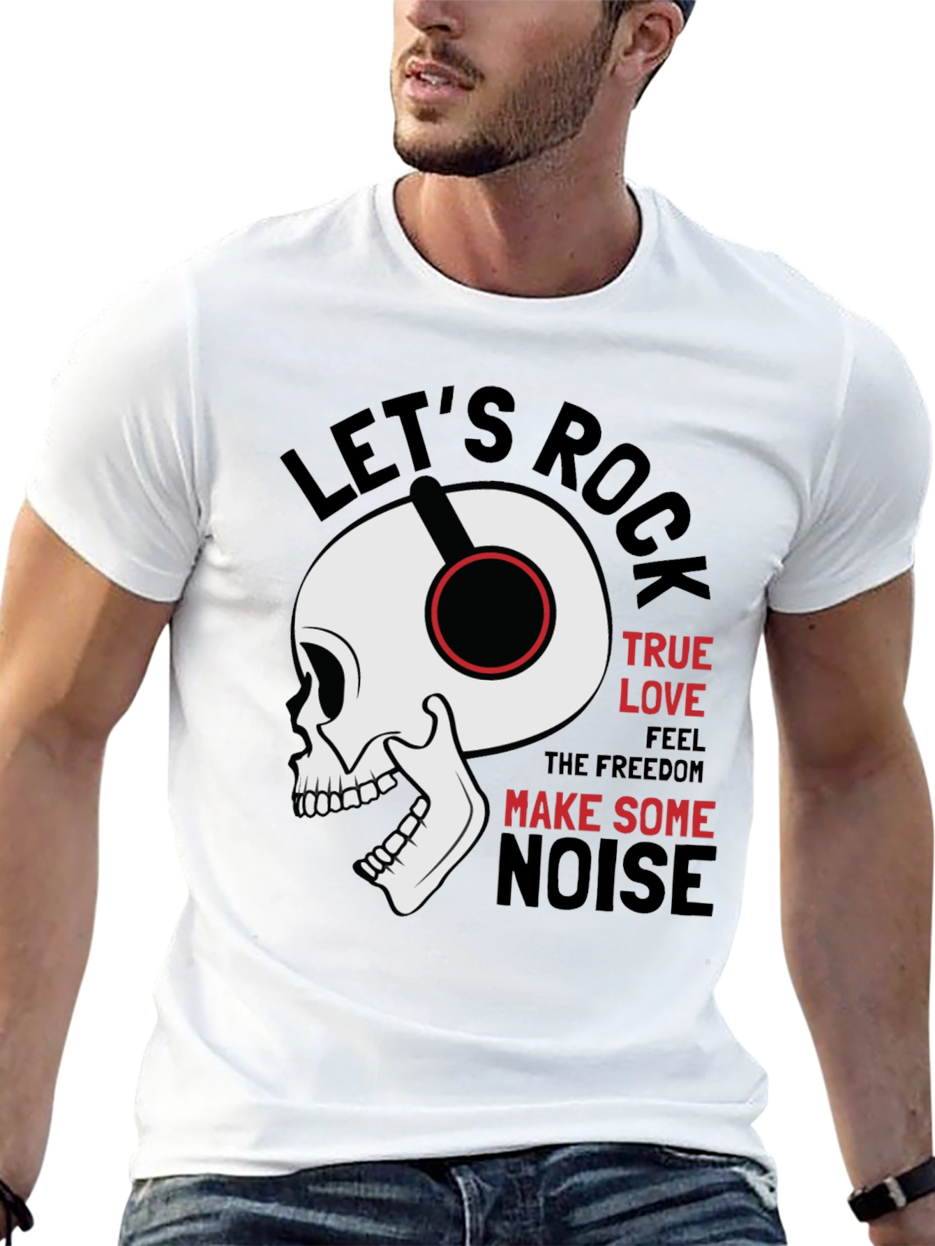 Rock Music Graphic Tee - Skull with Headphones