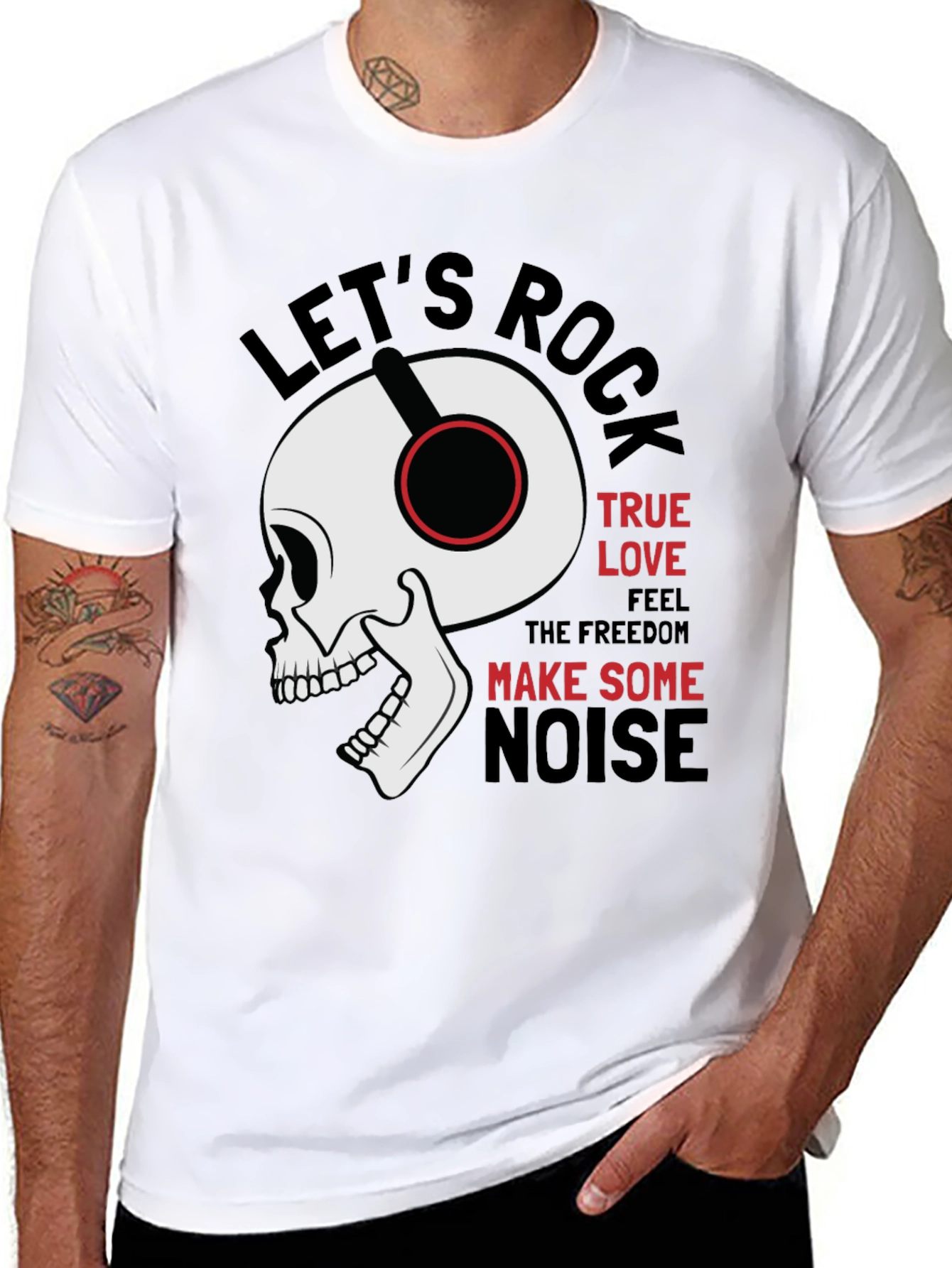 Rock Music Graphic Tee - Skull with Headphones