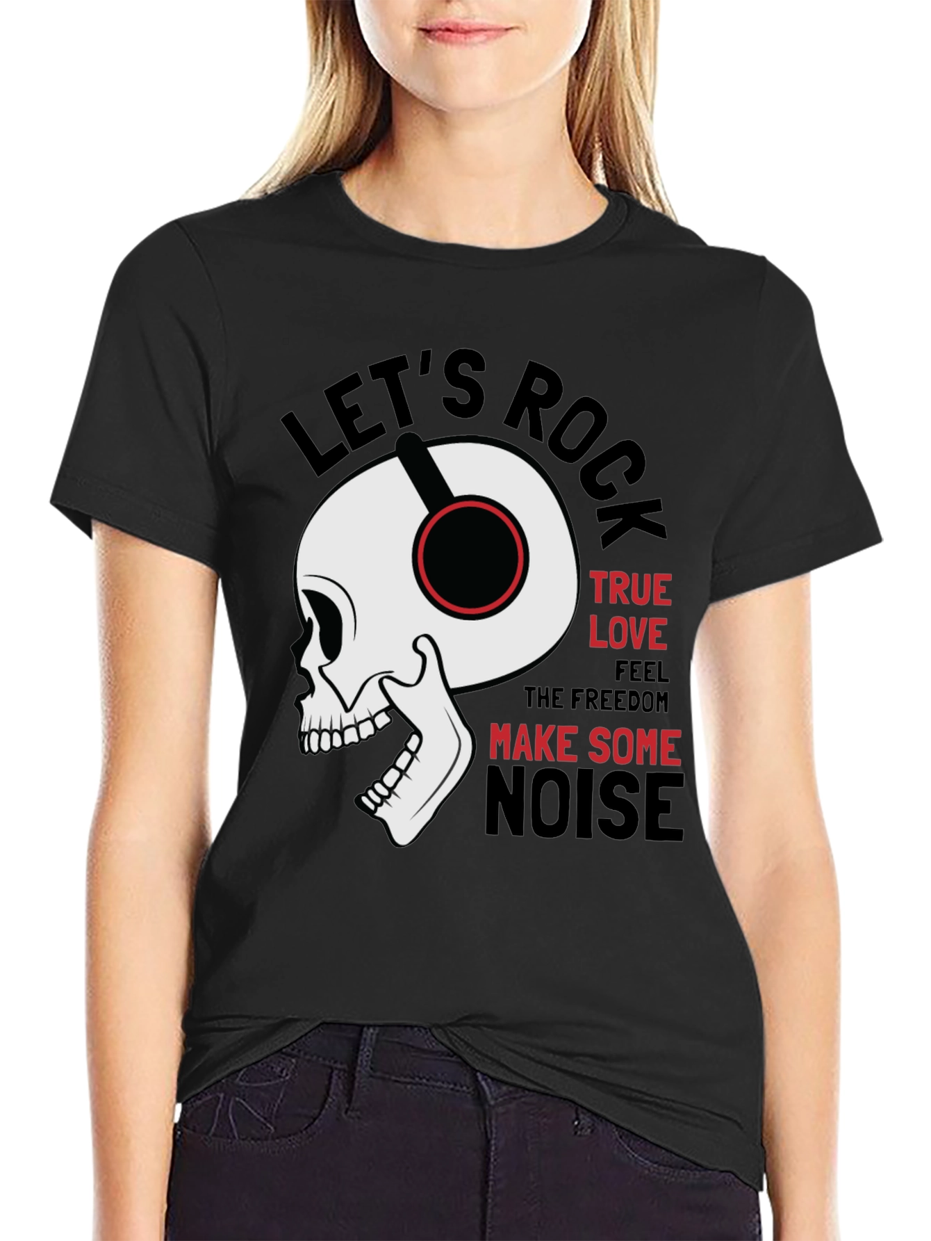 Rock Music Graphic Tee - Skull with Headphones