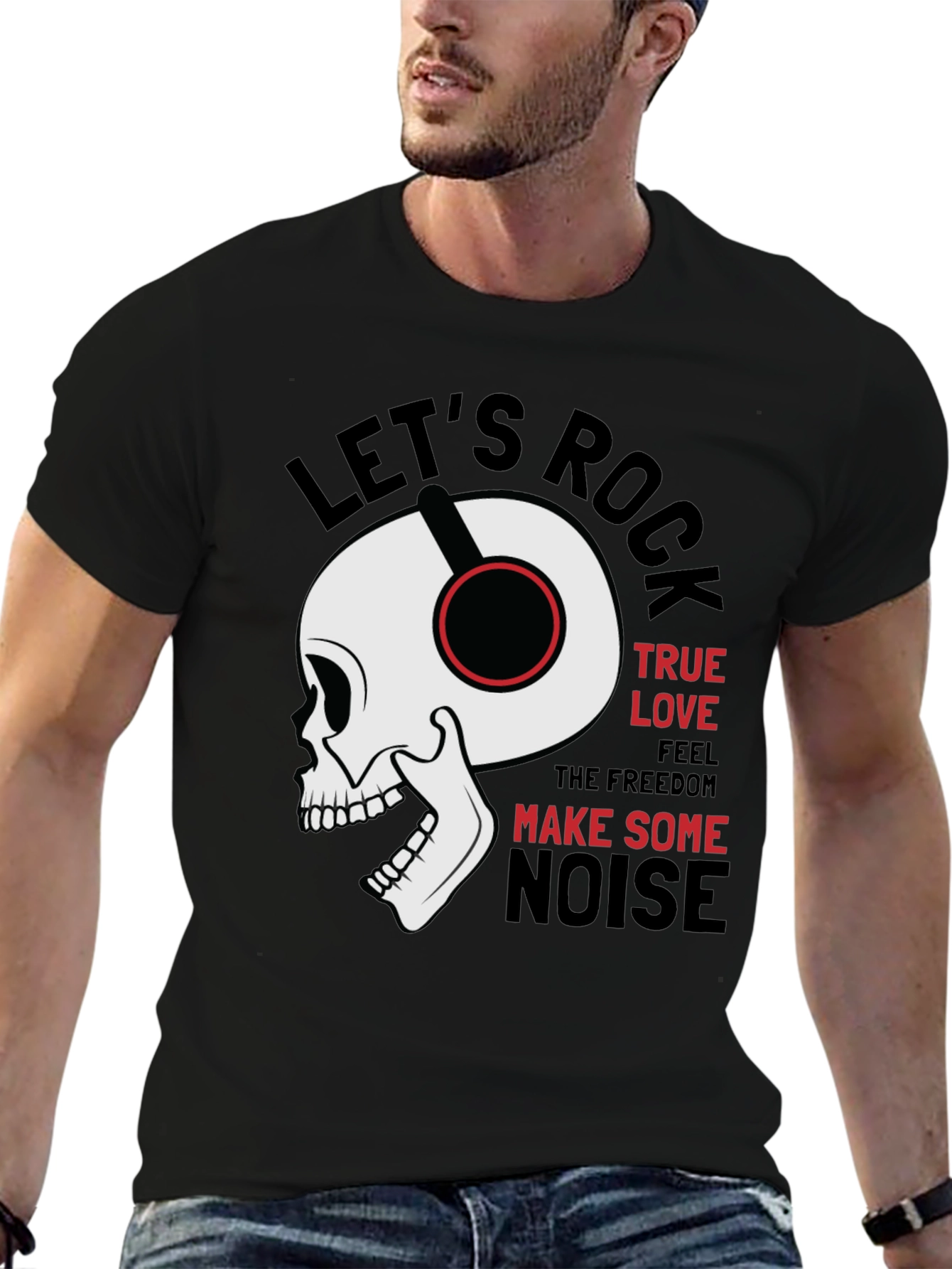 Rock Music Graphic Tee - Skull with Headphones
