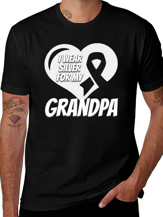 I Wear Silver for My Grandpa T-Shirt Cancer Awareness Tee