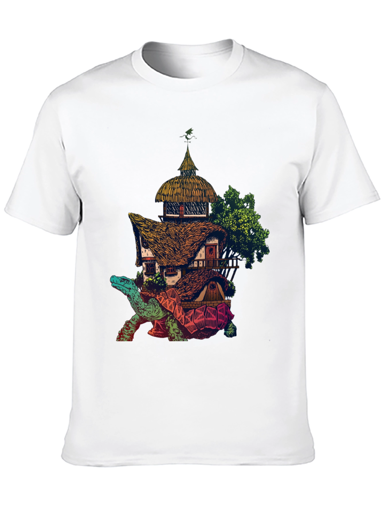 Fantasy Turtle House Graphic Tee - Unique Design