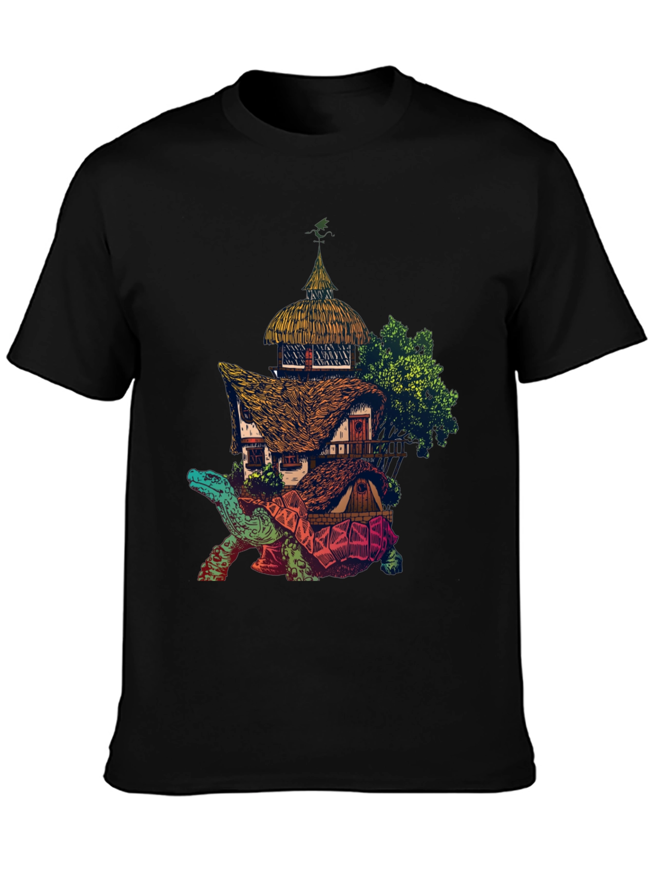 Fantasy Turtle House Graphic Tee - Unique Design