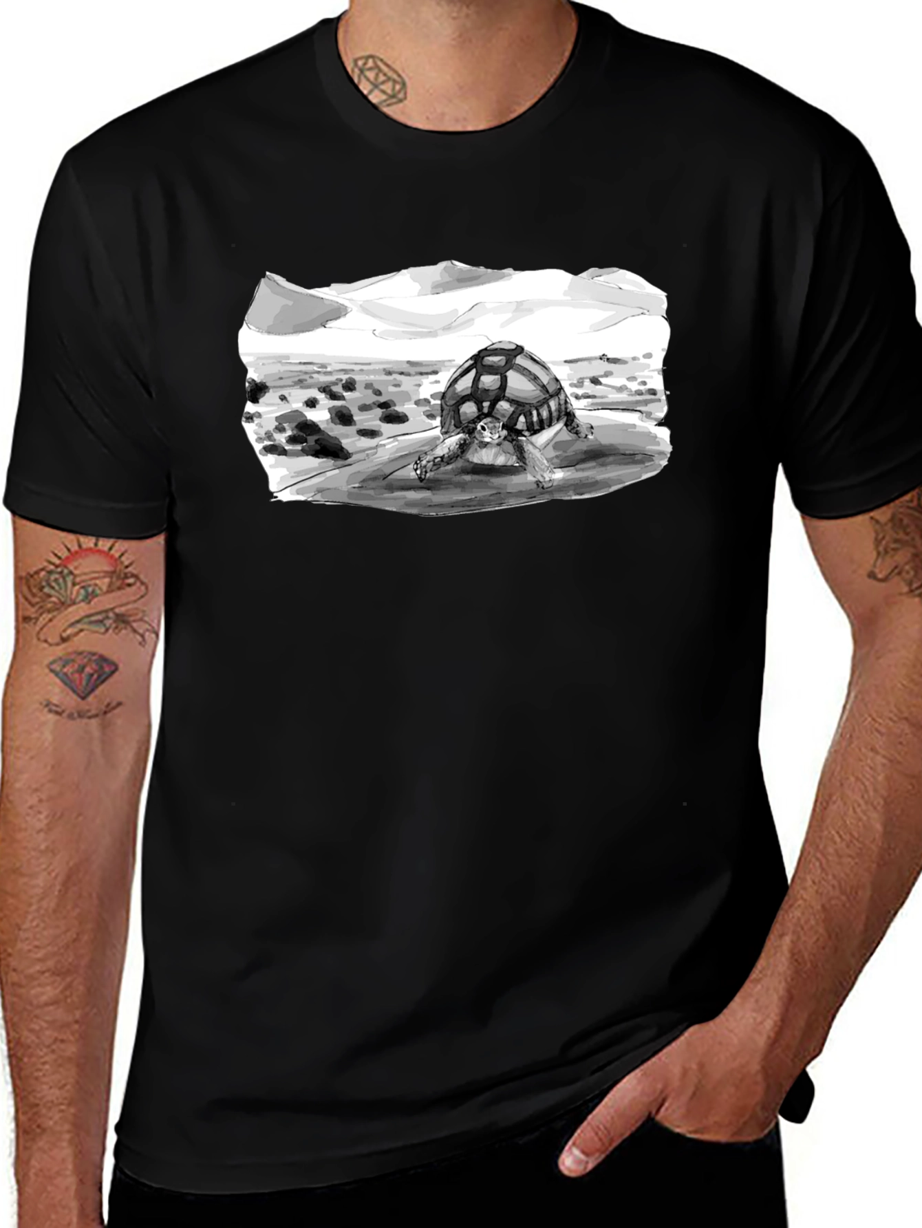 Desert Tortoise Graphic Tee - Black