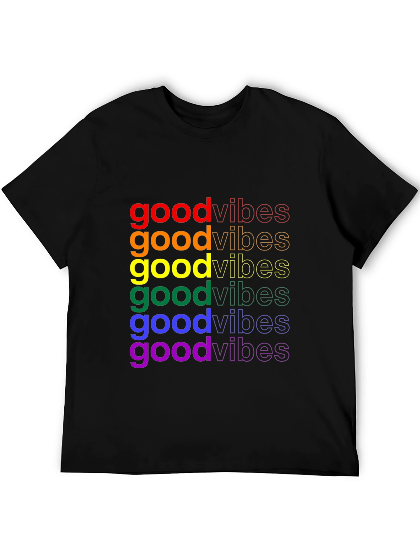 Rainbow Good Vibes Black Graphic Tee
