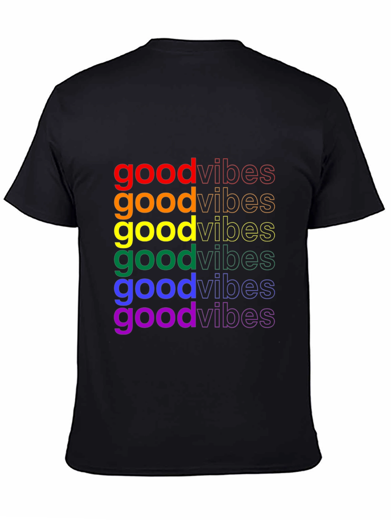 Rainbow Good Vibes Black Graphic Tee
