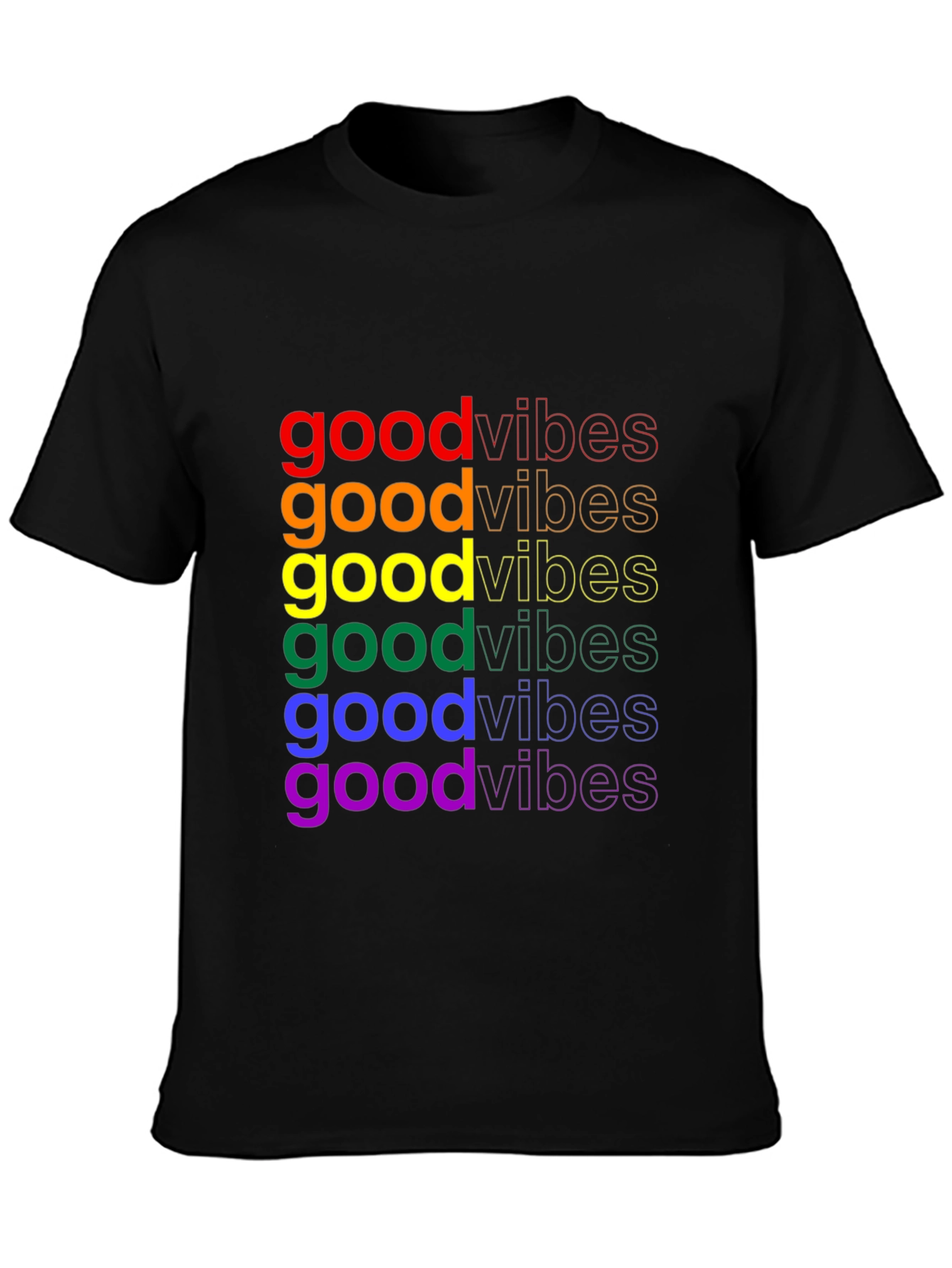 Rainbow Good Vibes Black Graphic Tee