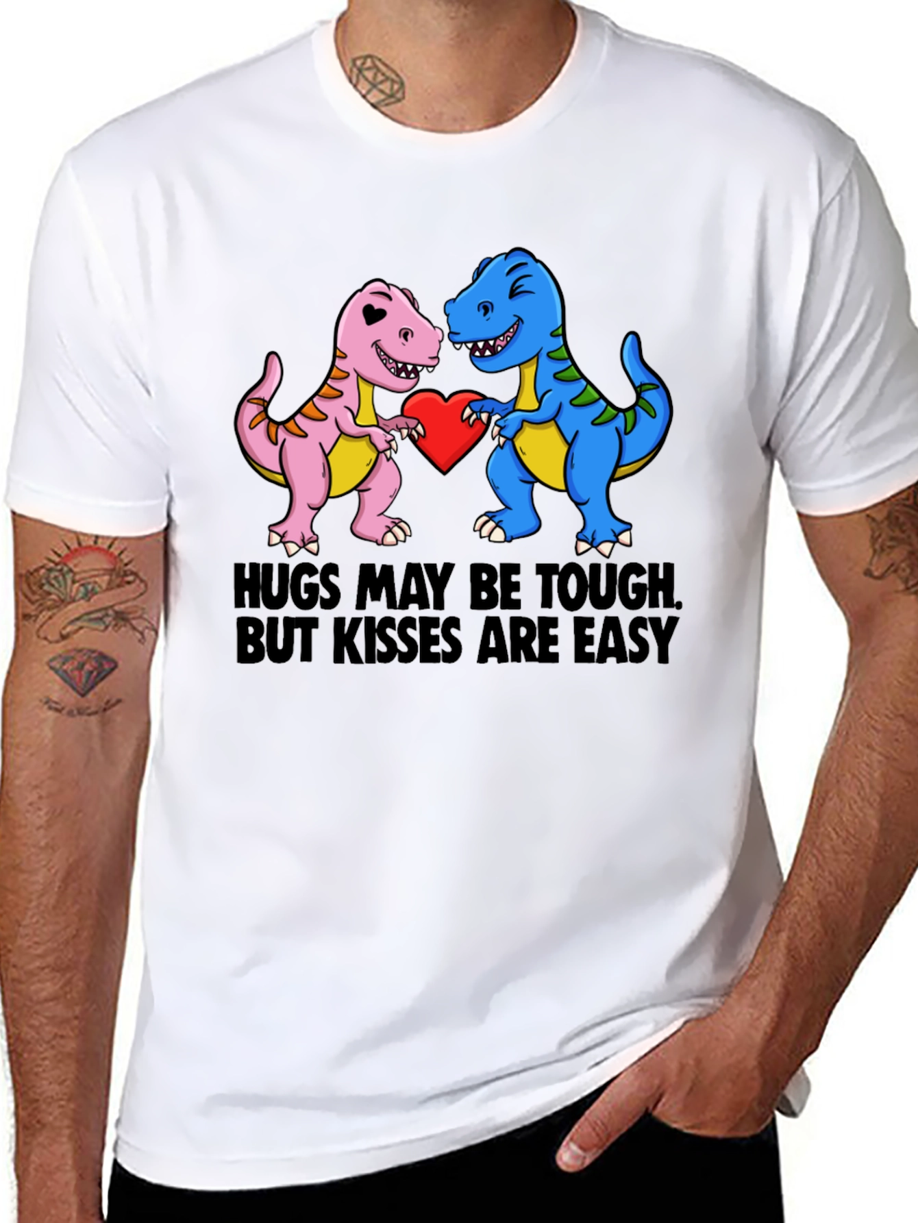 Dino Love T-Shirt: Hugs & Kisses Graphic Tee