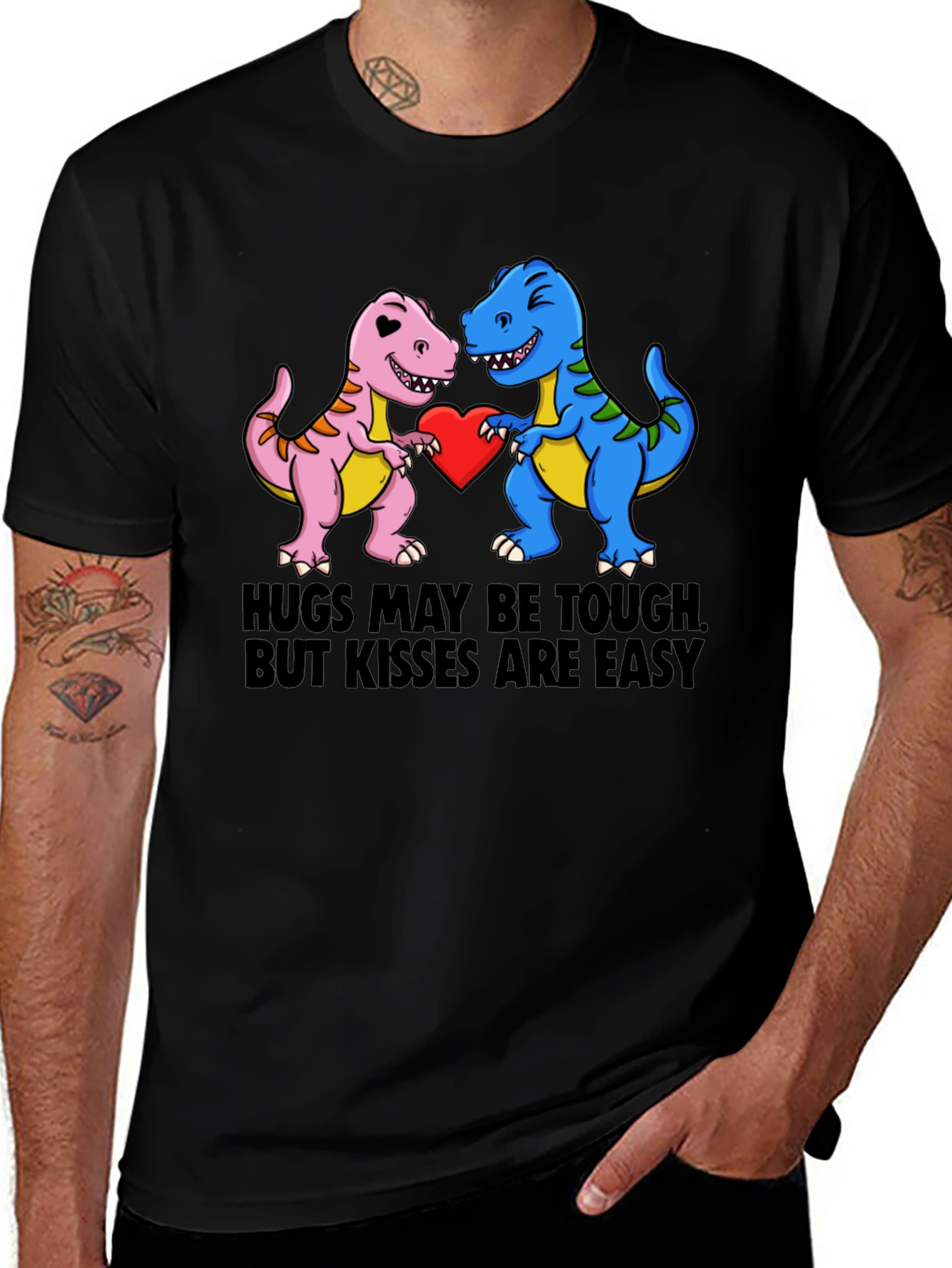 Dino Love T-Shirt: Hugs & Kisses Graphic Tee