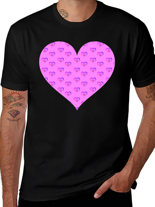 Heart Pattern Black T-Shirt