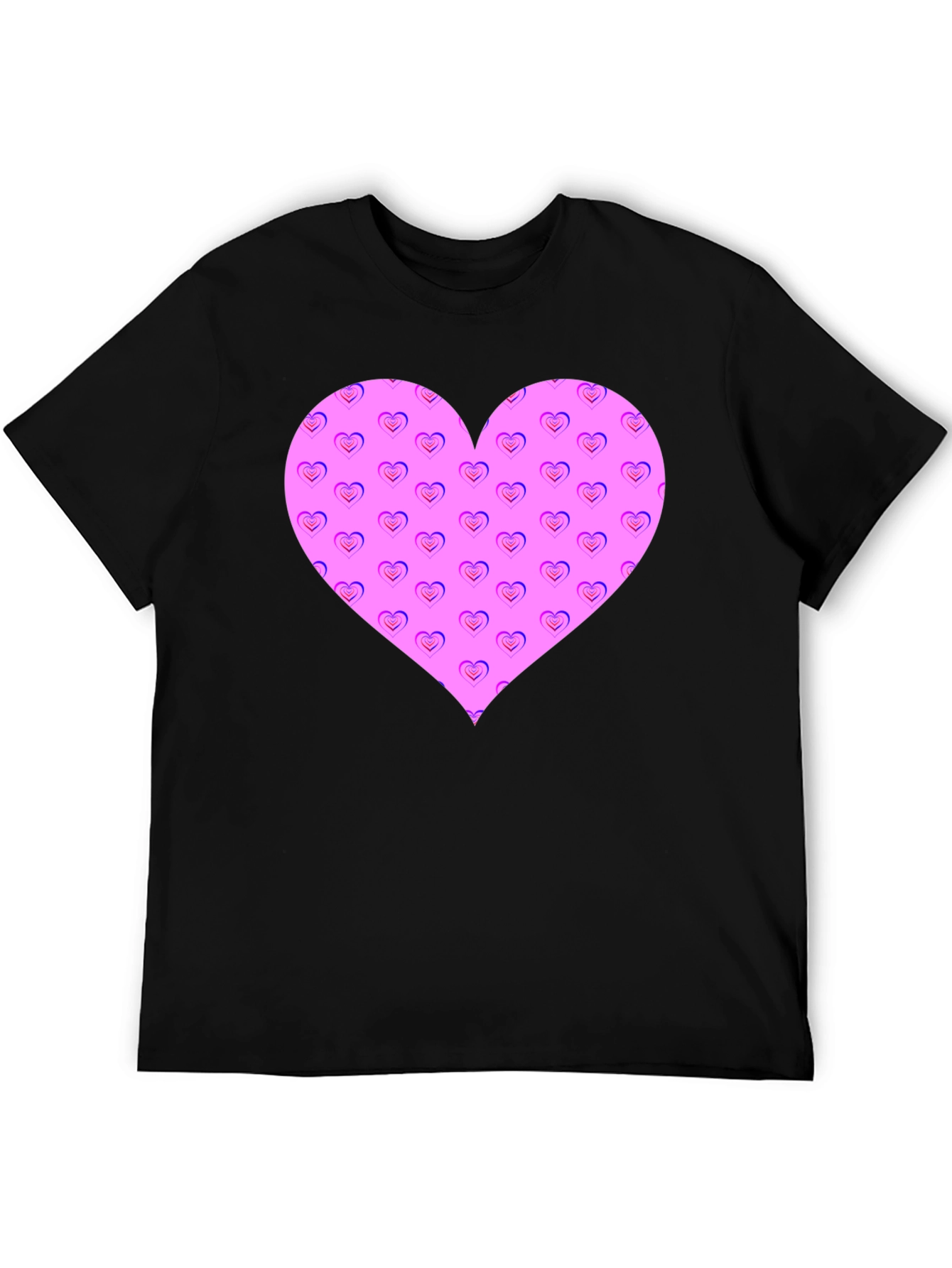 Heart Pattern Black T-Shirt