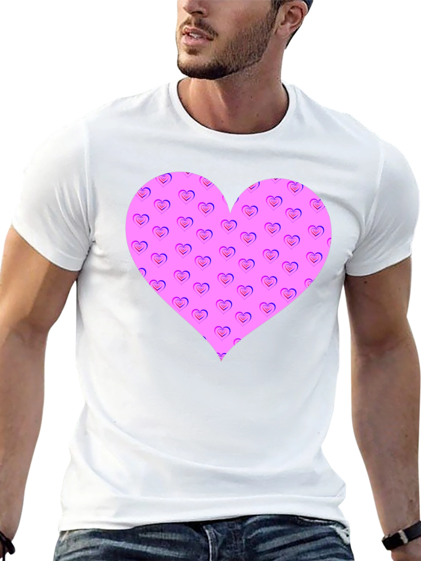 Heart Pattern Black T-Shirt