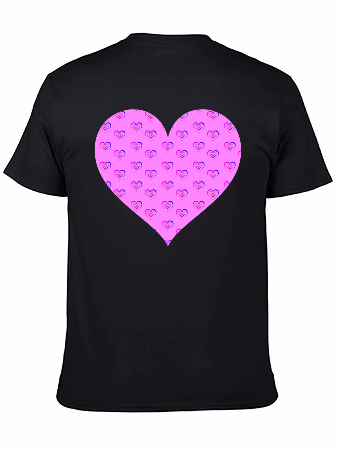 Heart Pattern Black T-Shirt