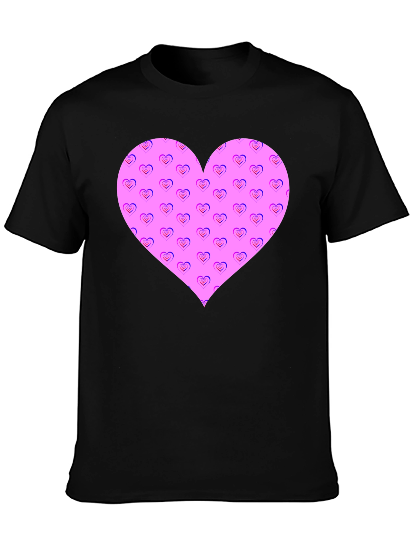Heart Pattern Black T-Shirt