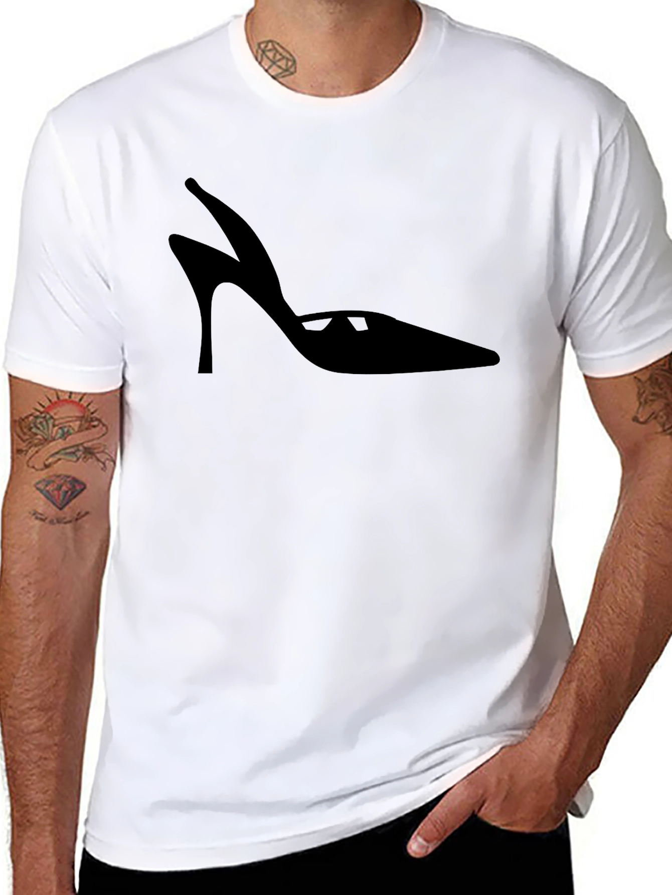 Stylish Heel Silhouette Black T-Shirt