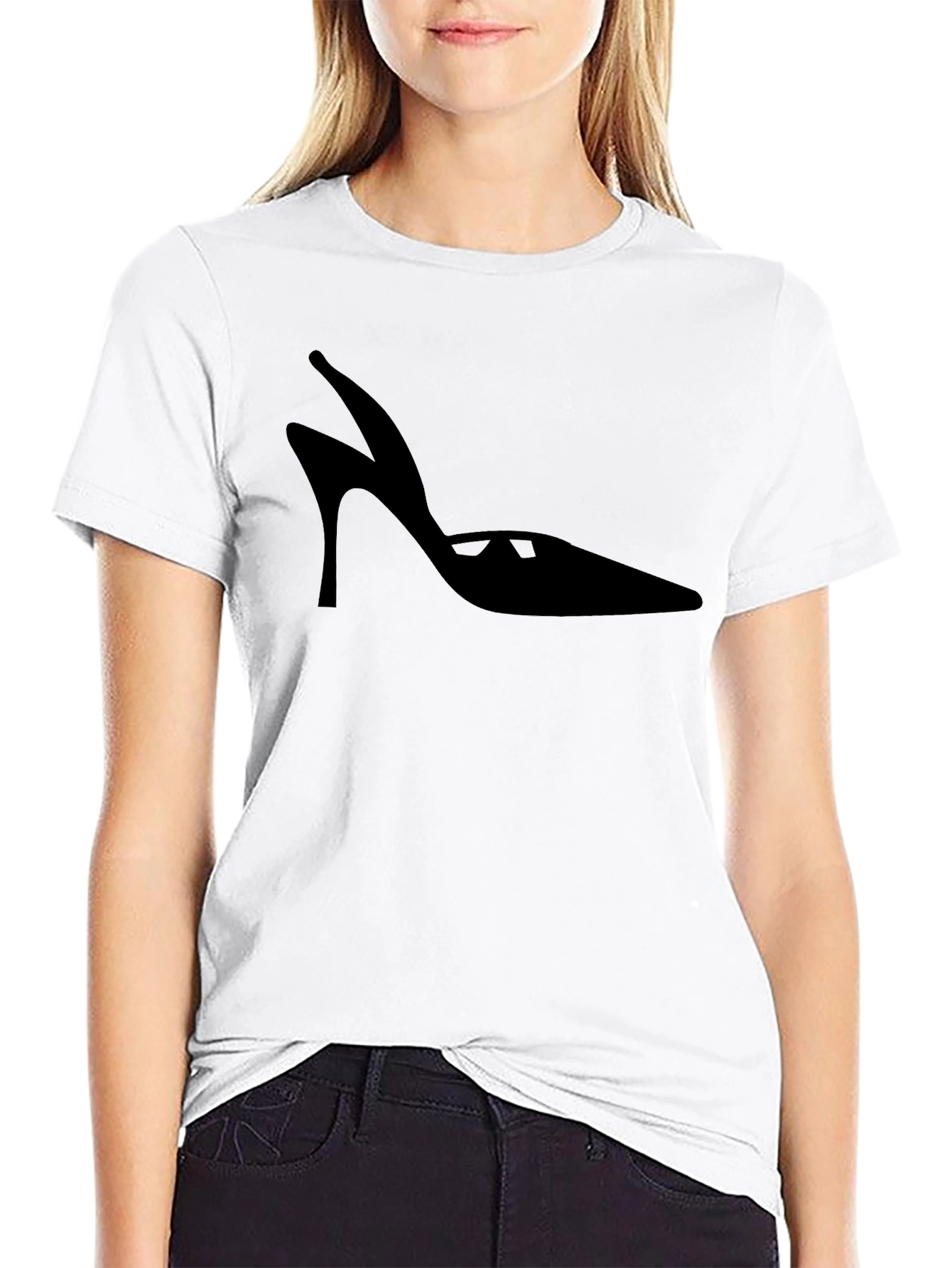 Stylish Heel Silhouette Black T-Shirt