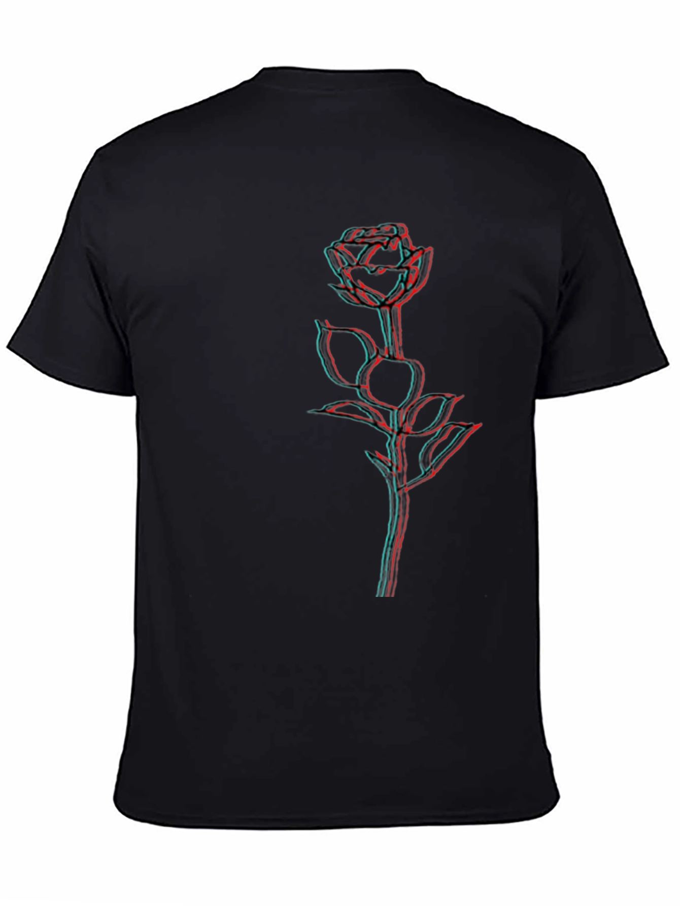 Rose 3D Effect Black T-Shirt