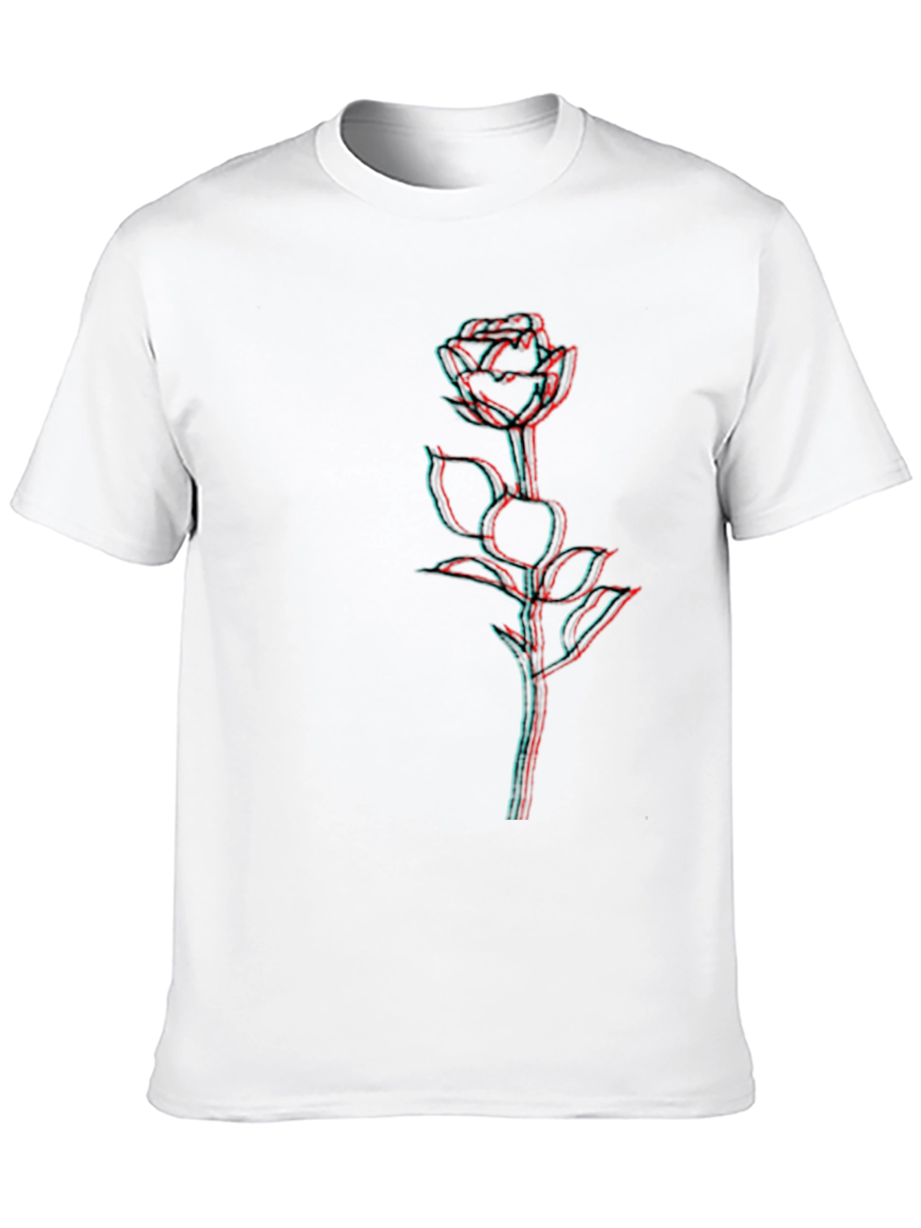 Rose 3D Effect Black T-Shirt