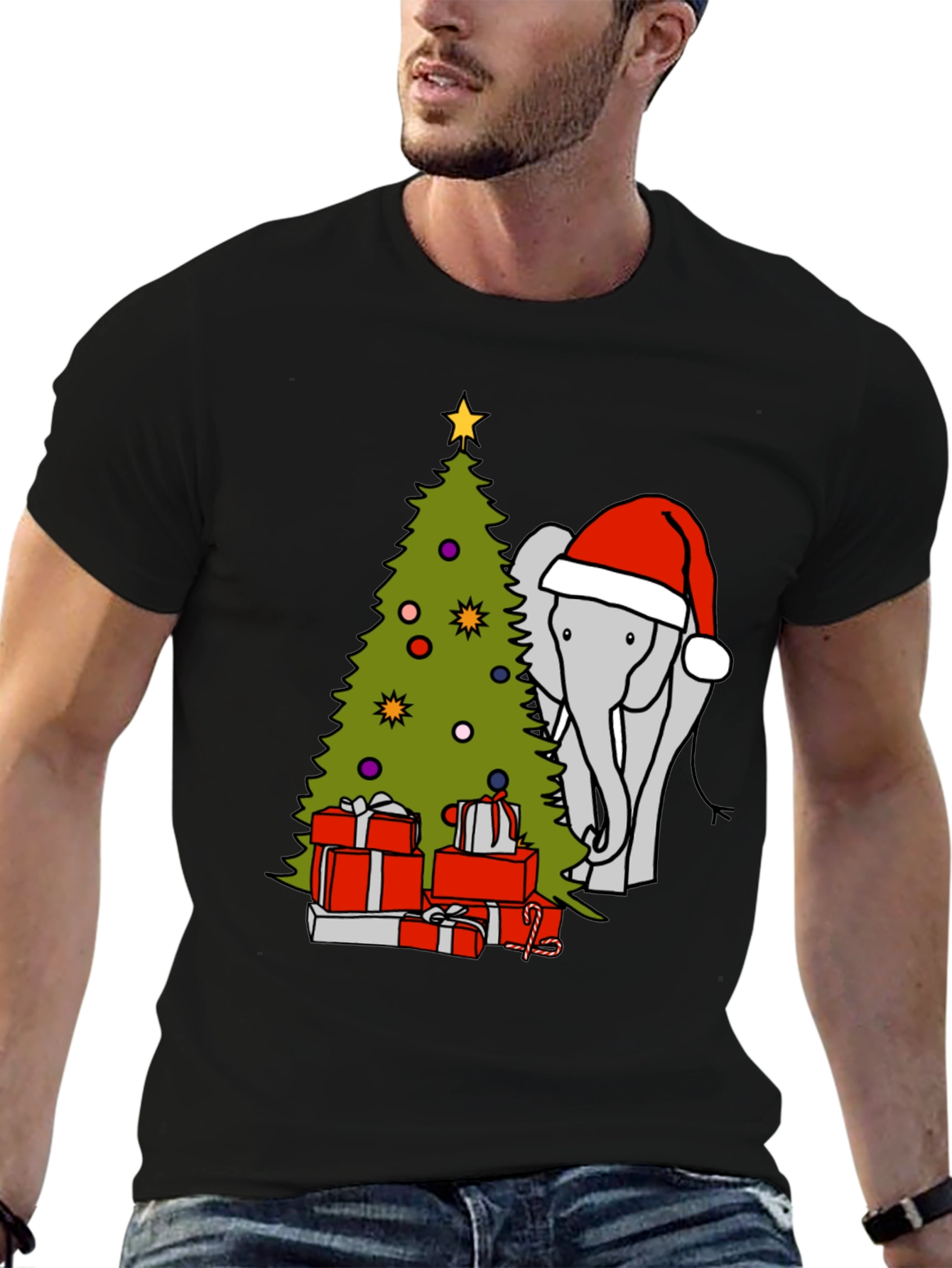 Elephant Christmas Tree Graphic Tee