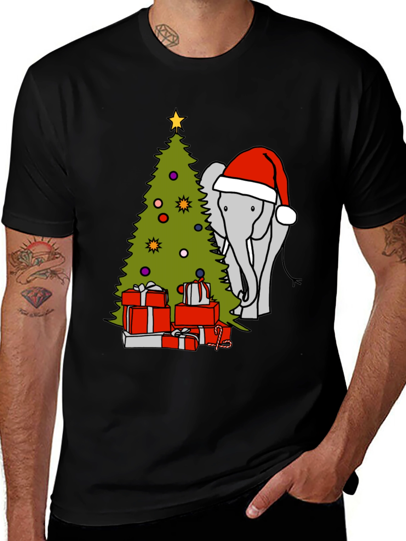 Elephant Christmas Tree Graphic Tee