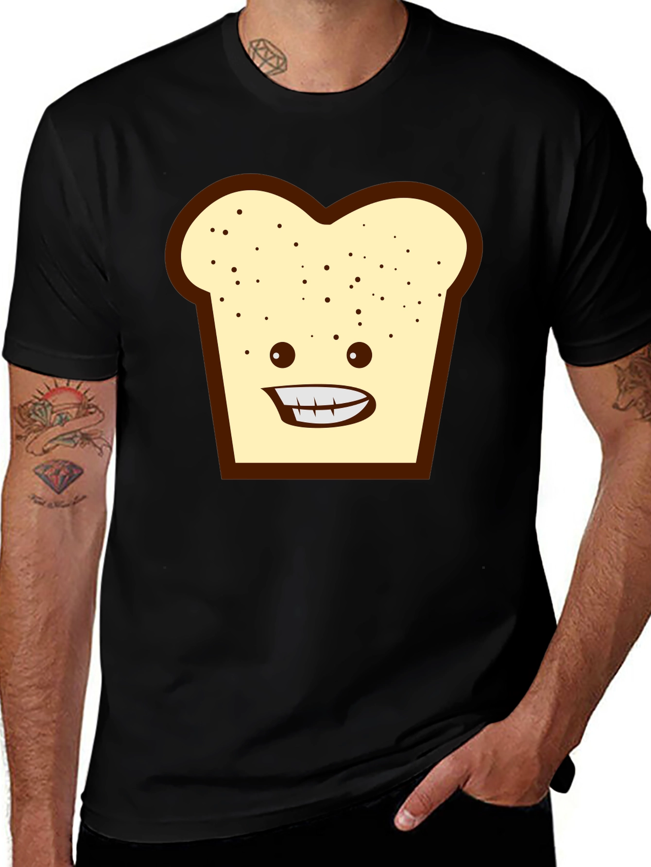 Funny Toast Graphic Tee - Black Unisex T-Shirt