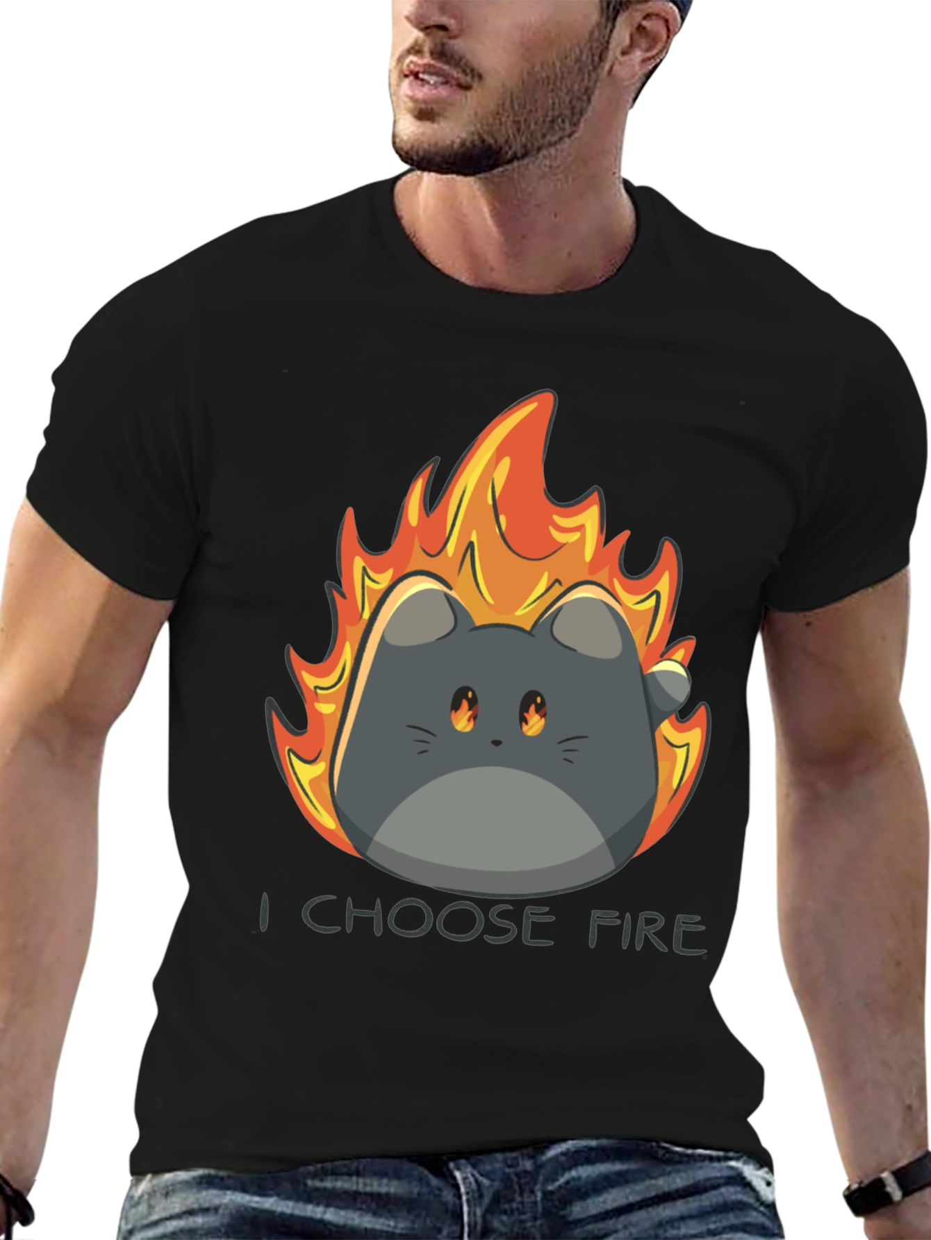 I Choose Fire Cat Graphic T-Shirt