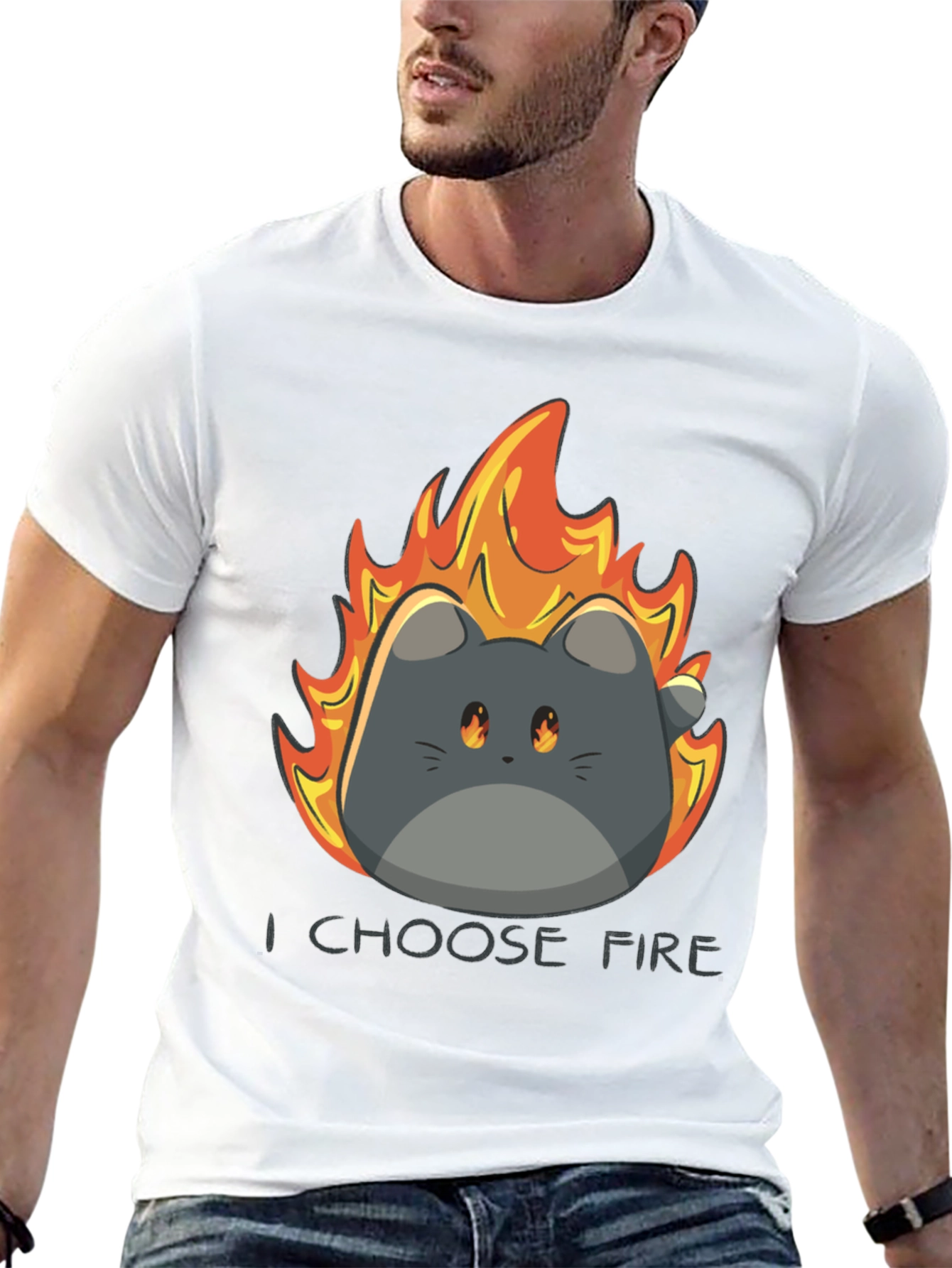 I Choose Fire Cat Graphic T-Shirt