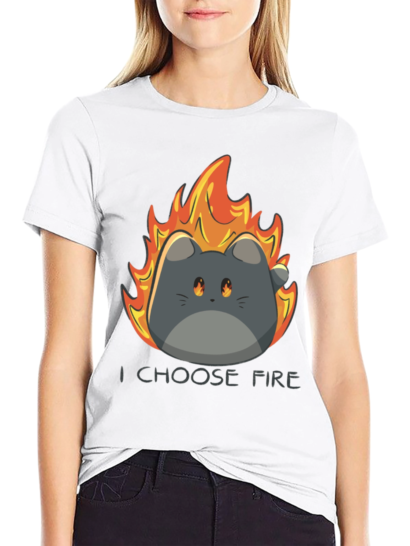 I Choose Fire Cat Graphic T-Shirt