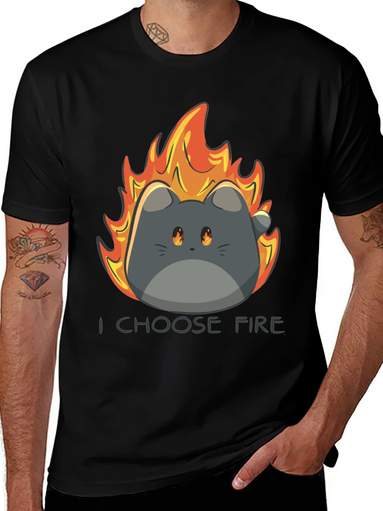 I Choose Fire Cat Graphic T-Shirt