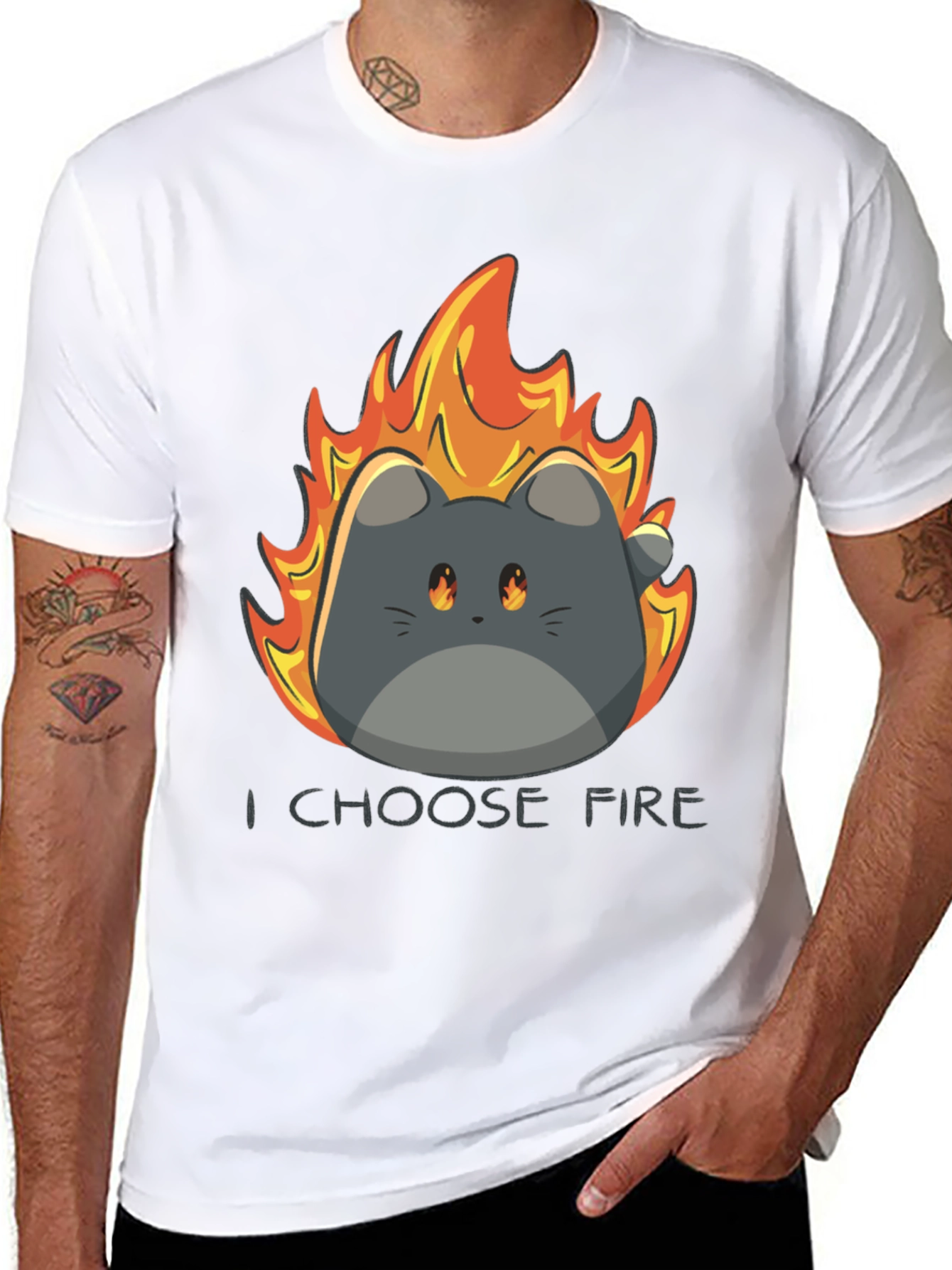 I Choose Fire Cat Graphic T-Shirt