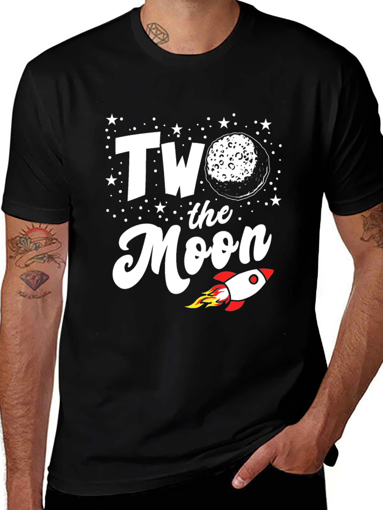 Two the Moon T-Shirt Rocket Blast Off Birthday Tee