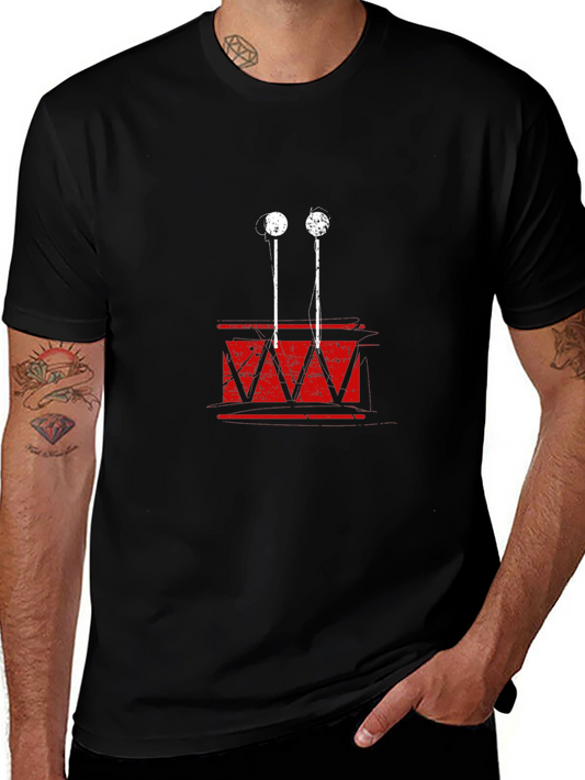 Distressed Drum Graphic Tee - Black