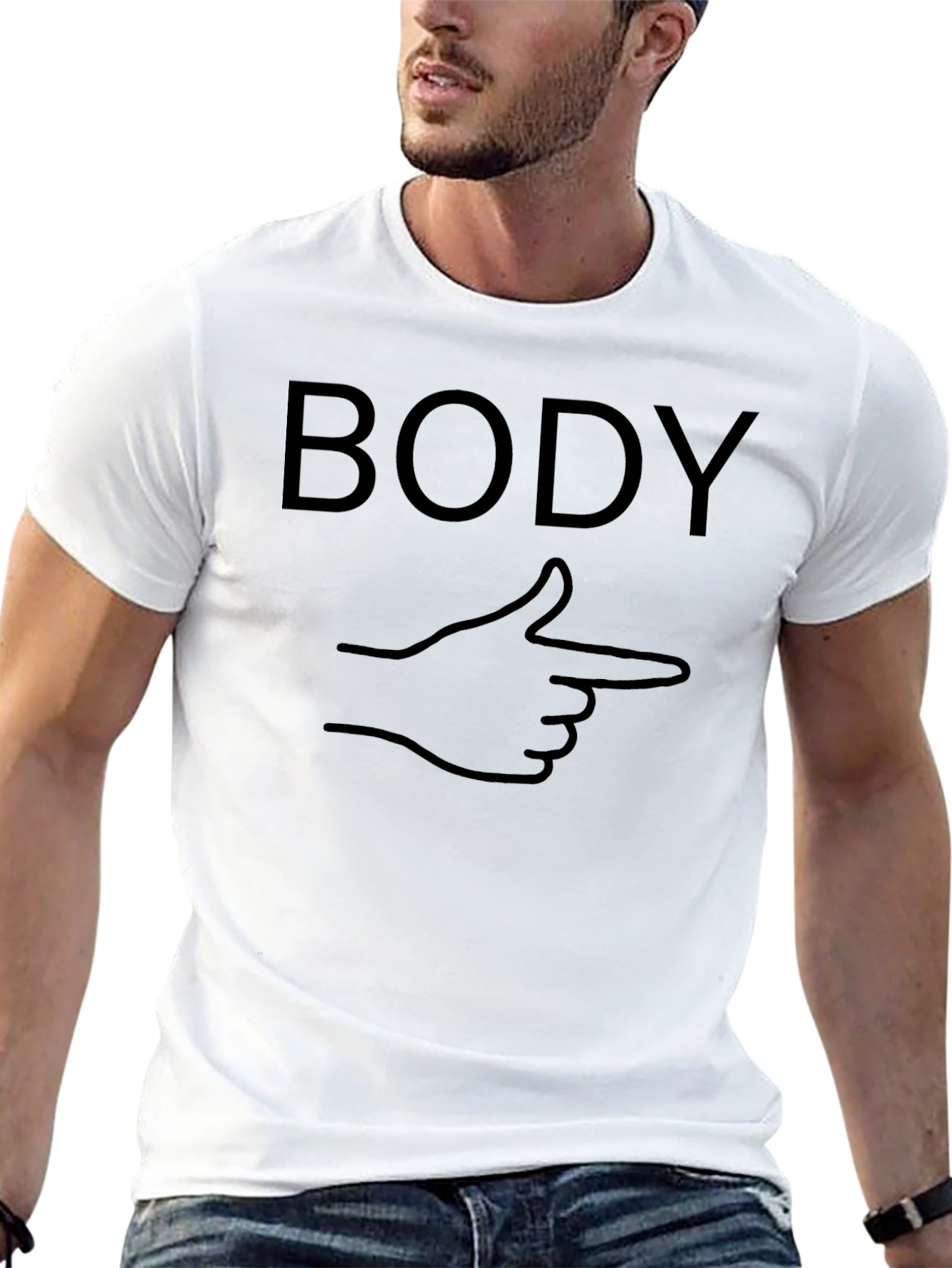 Body Pointing Hand Graphic Tee - Casual Comfort