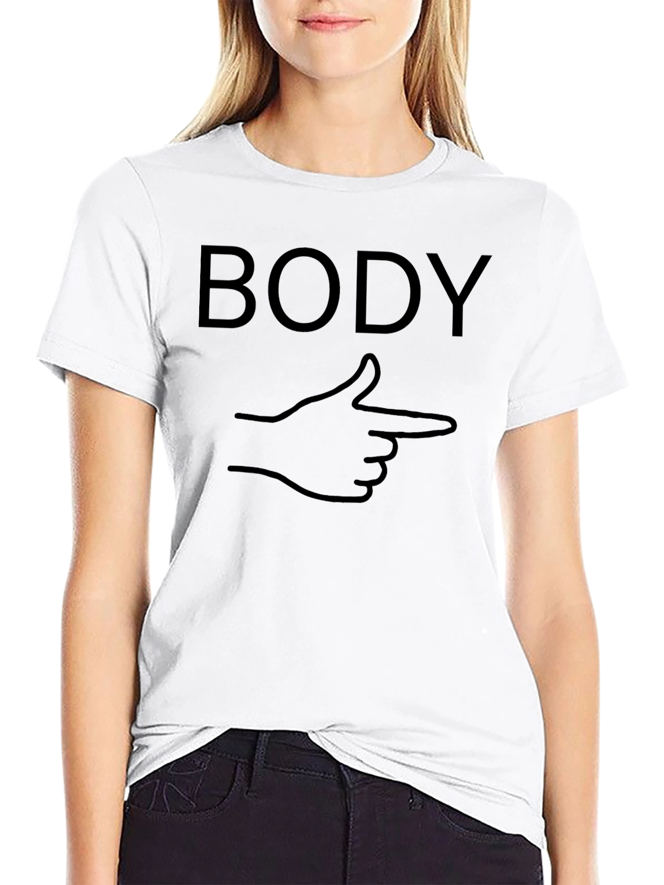 Body Pointing Hand Graphic Tee - Casual Comfort