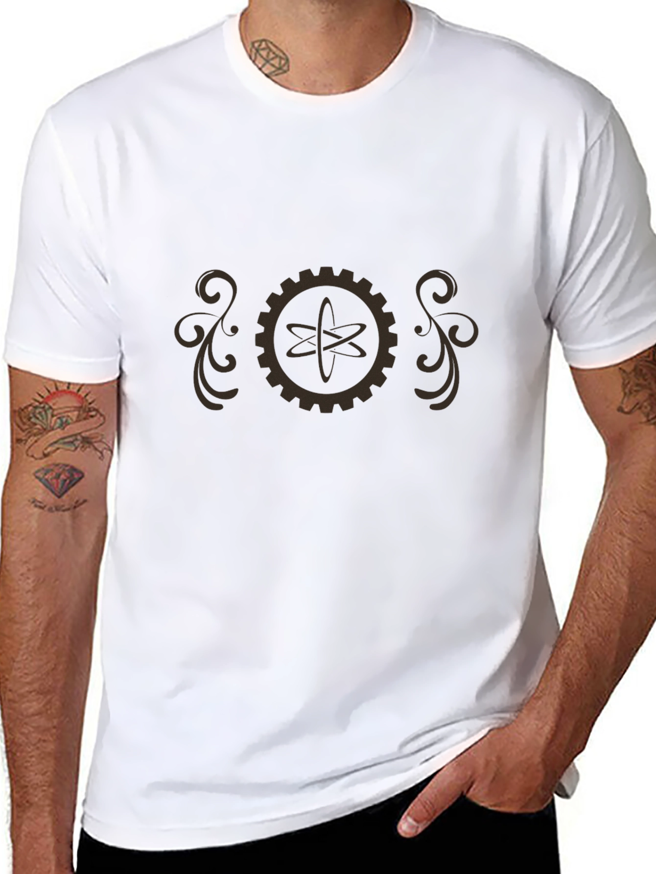 Steampunk Atom Gear T-Shirt - Retro Science Style