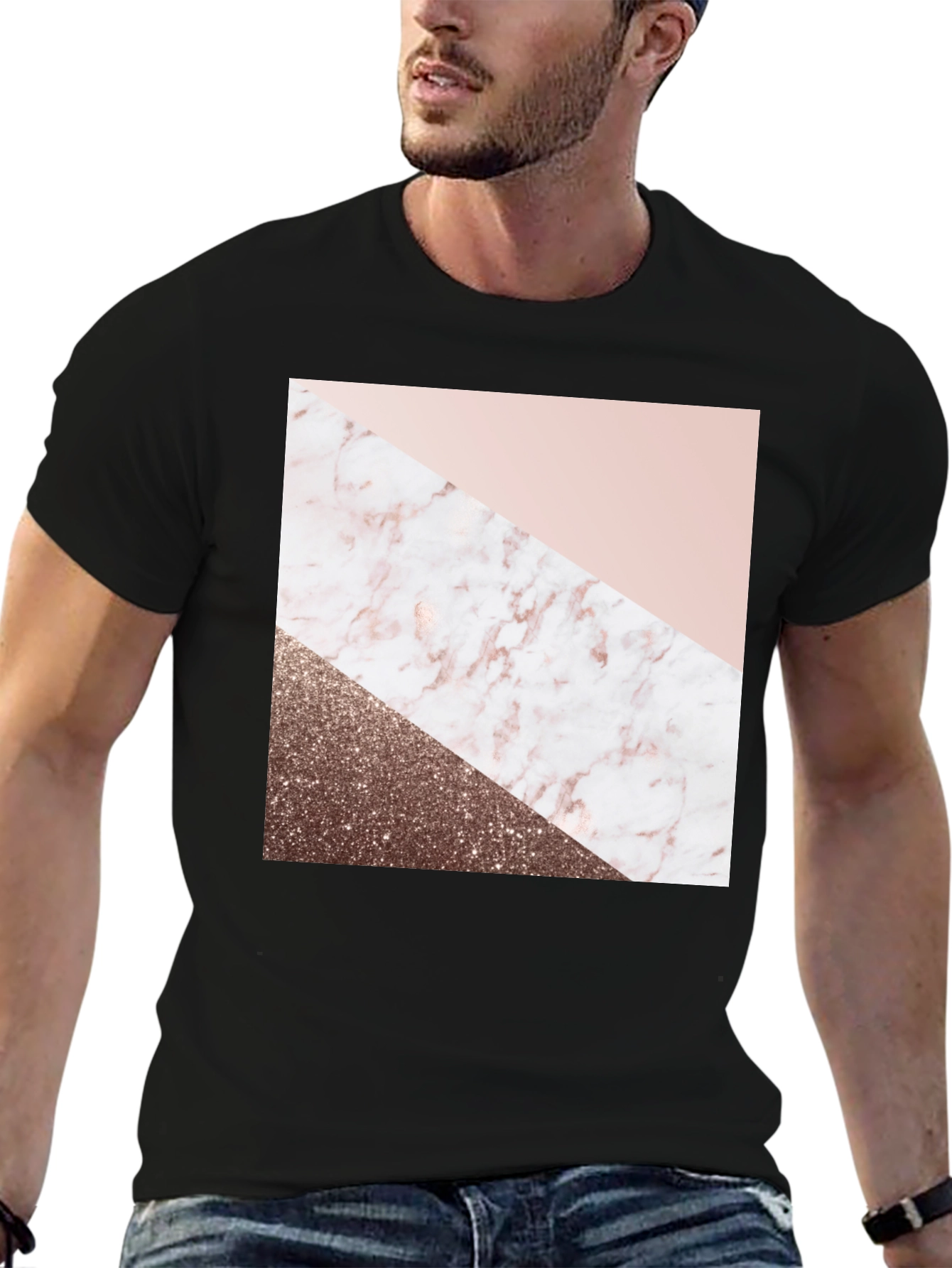 Geometric Marble & Glitter Print Tee