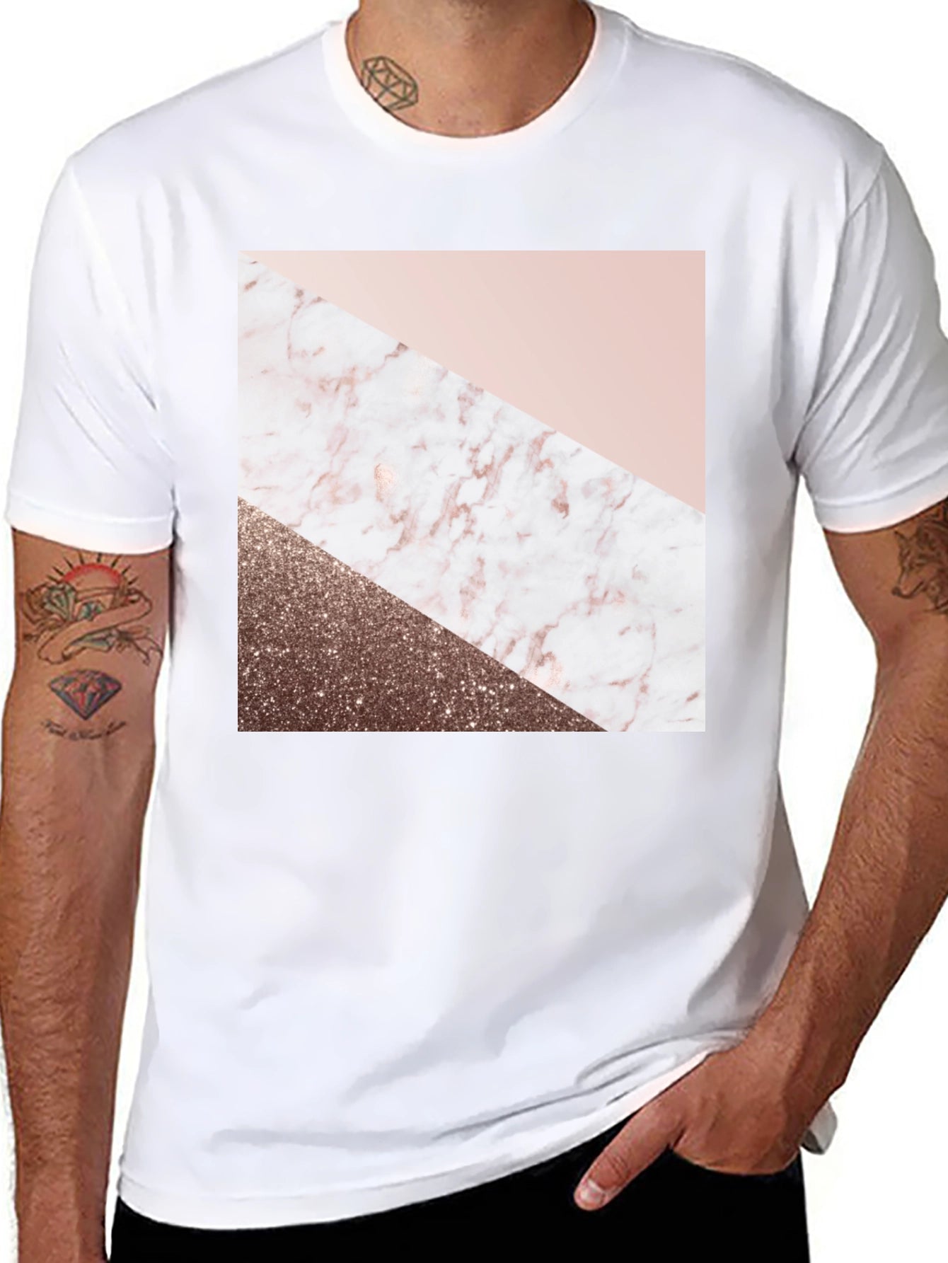 Geometric Marble & Glitter Print Tee