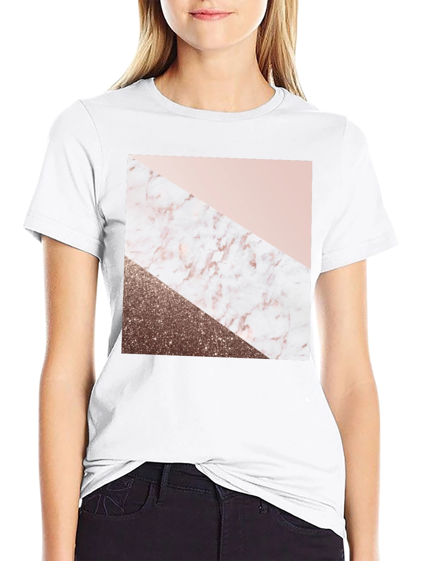 Geometric Marble & Glitter Print Tee
