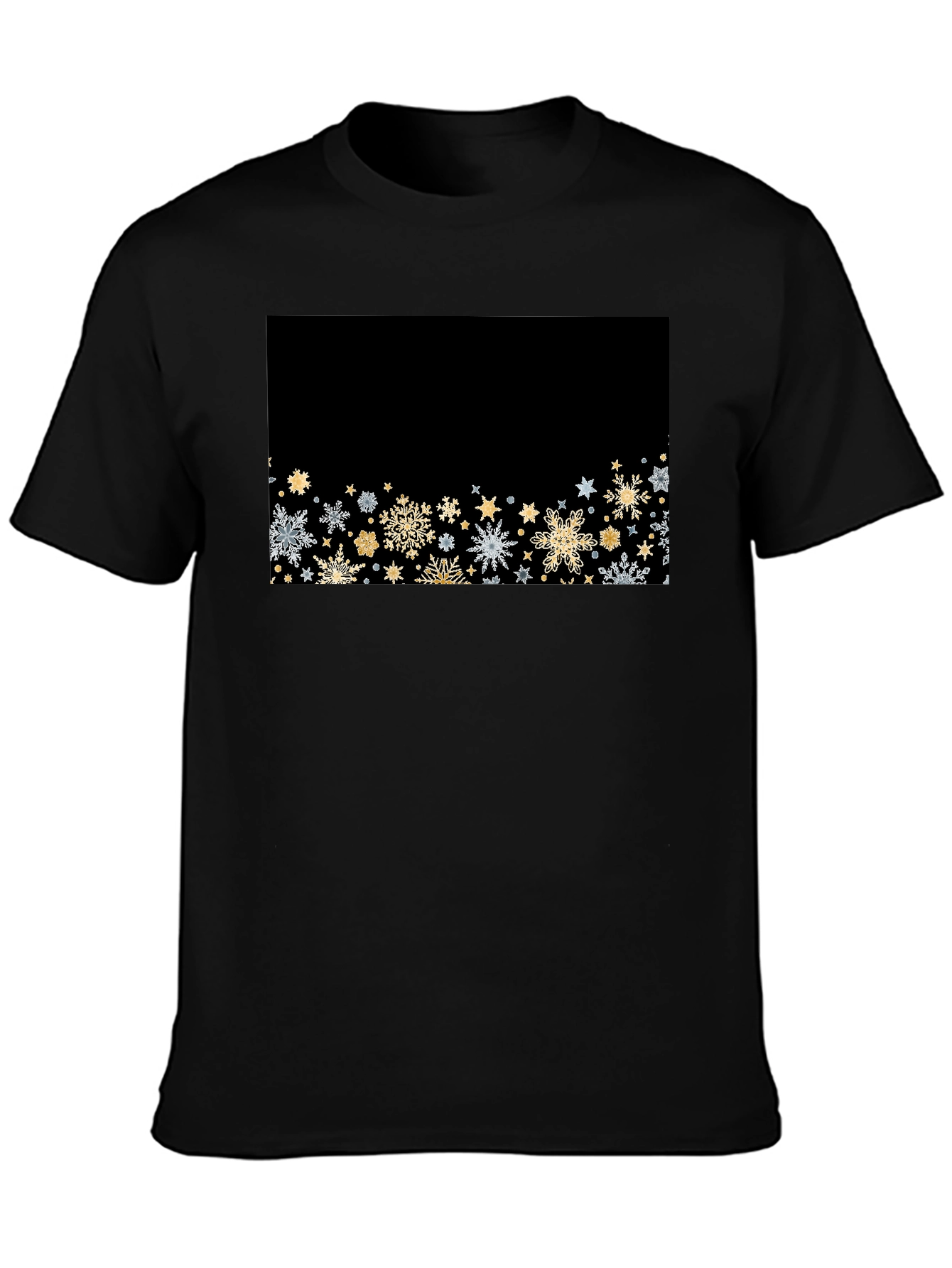 Elegant Snowflake Pattern Black Tee