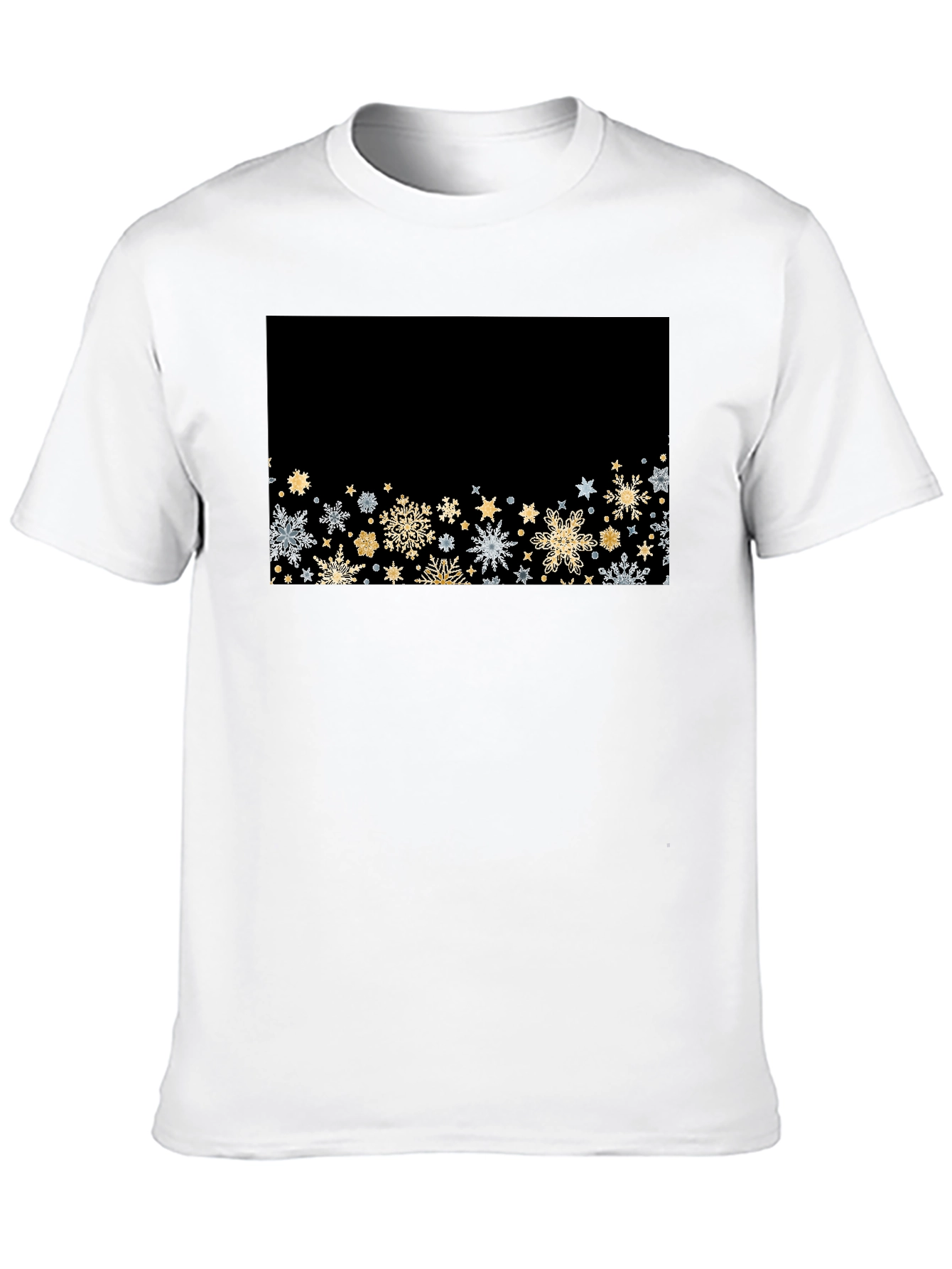 Elegant Snowflake Pattern Black Tee