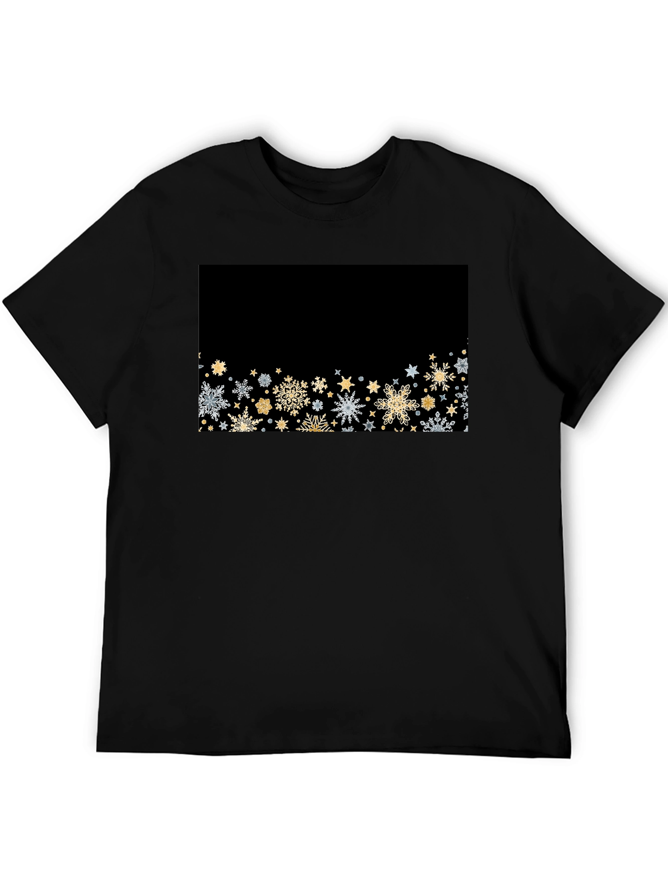 Elegant Snowflake Pattern Black Tee
