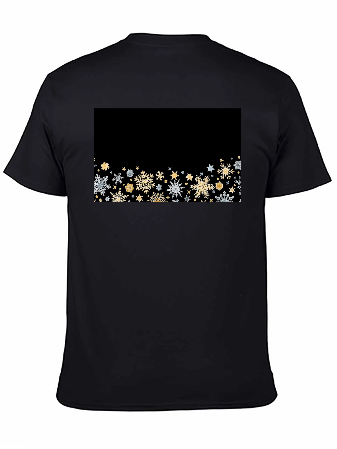 Elegant Snowflake Pattern Black Tee